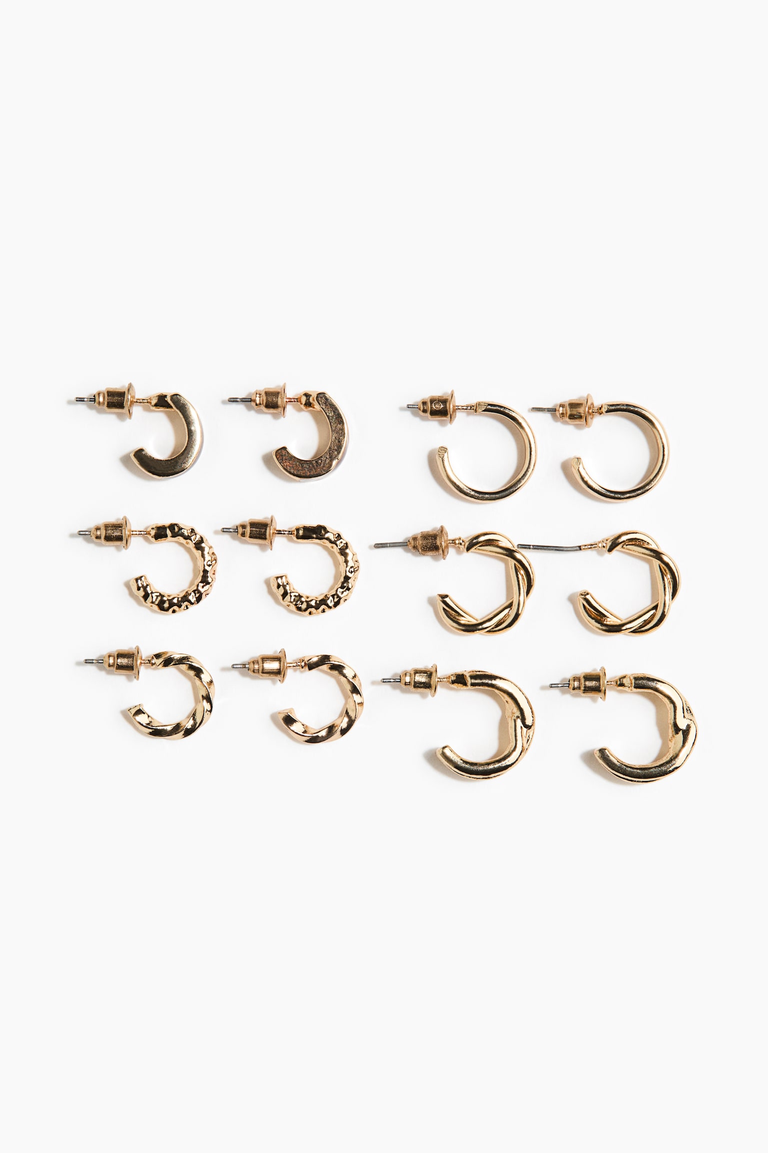 6-pack hoop earrings - Gold-coloured - 1
