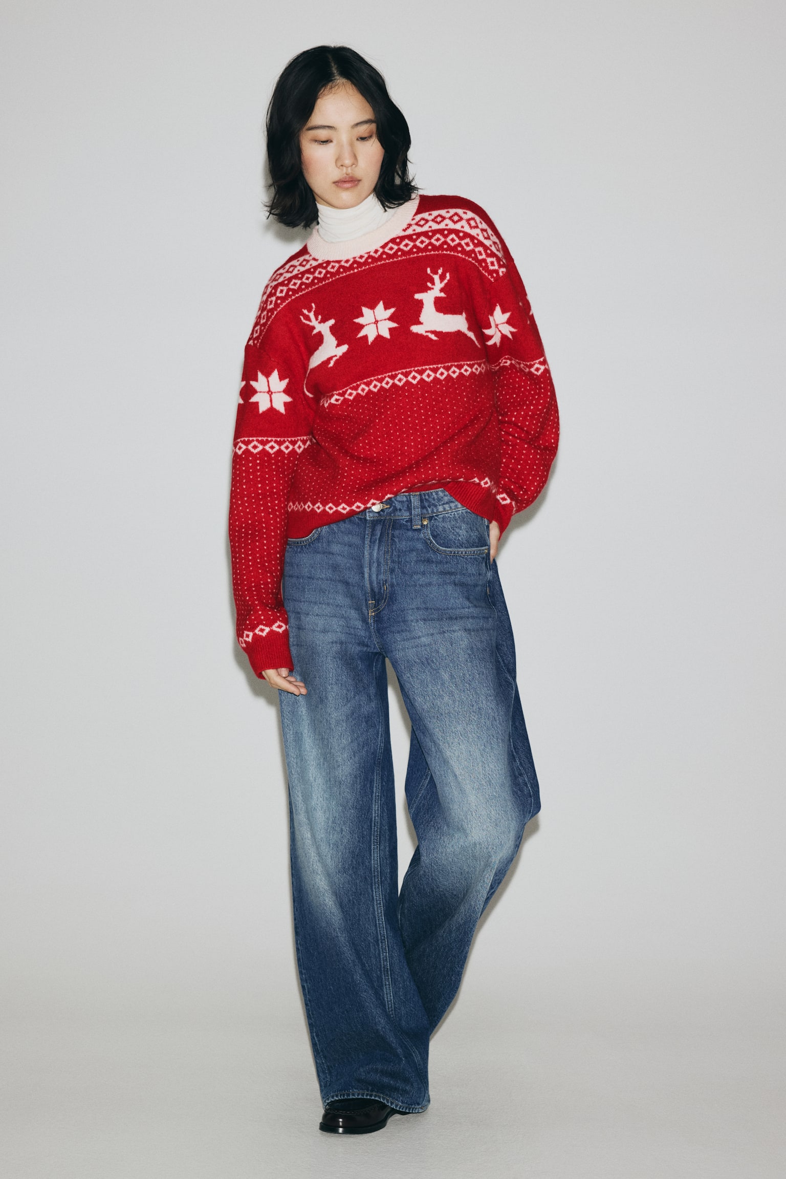 Oversized jacquard-knit jumper - Red/Patterned/Dark blue/Dachshunds/Dark grey marl/Dog - 5