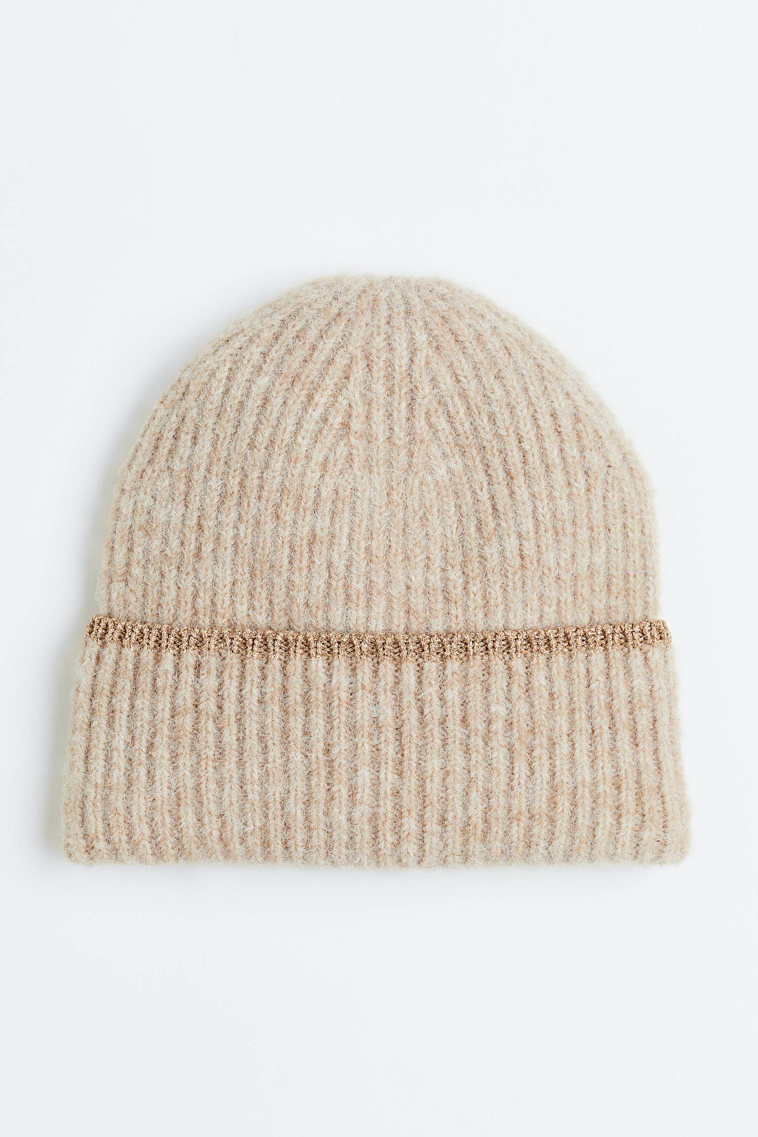 Rib Knit Beanie - Light beige/Light beige marle - 1