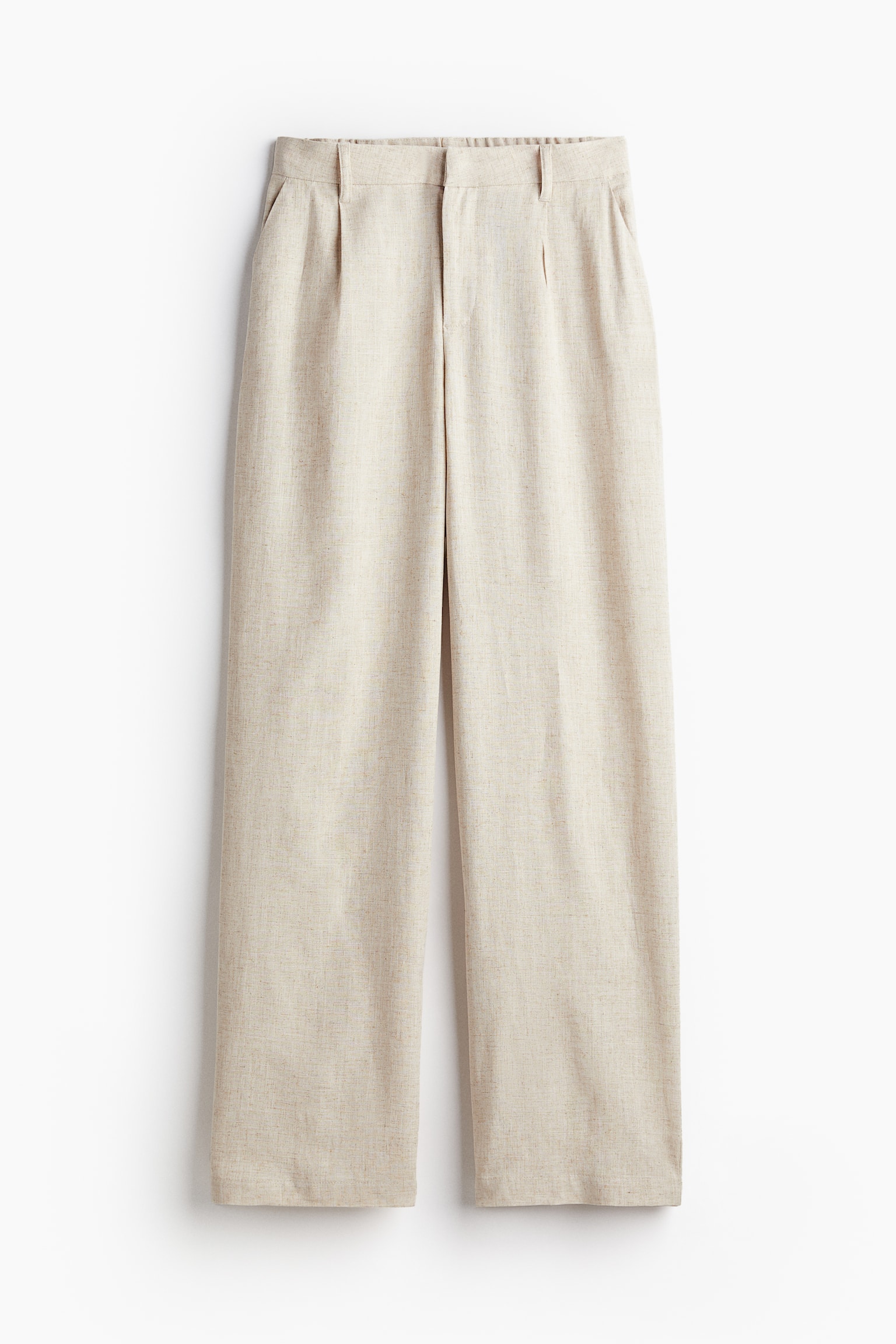 Linen Blend Tailored Pants - Light beige/Black - 2