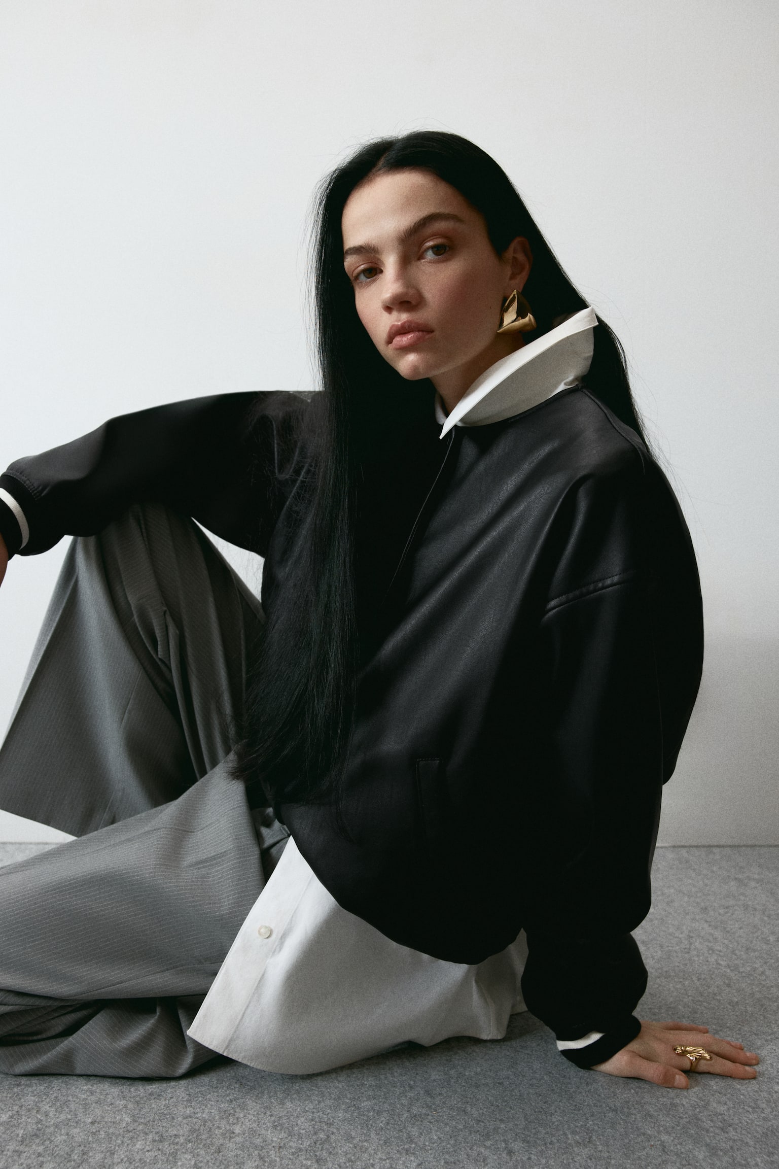 Coated bomber jacket - Black - 3