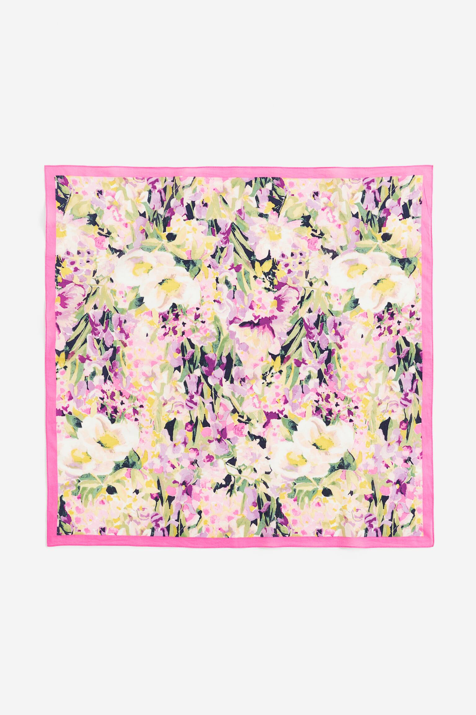 Pattern Cotton Scarf - Pink/Floral - 2