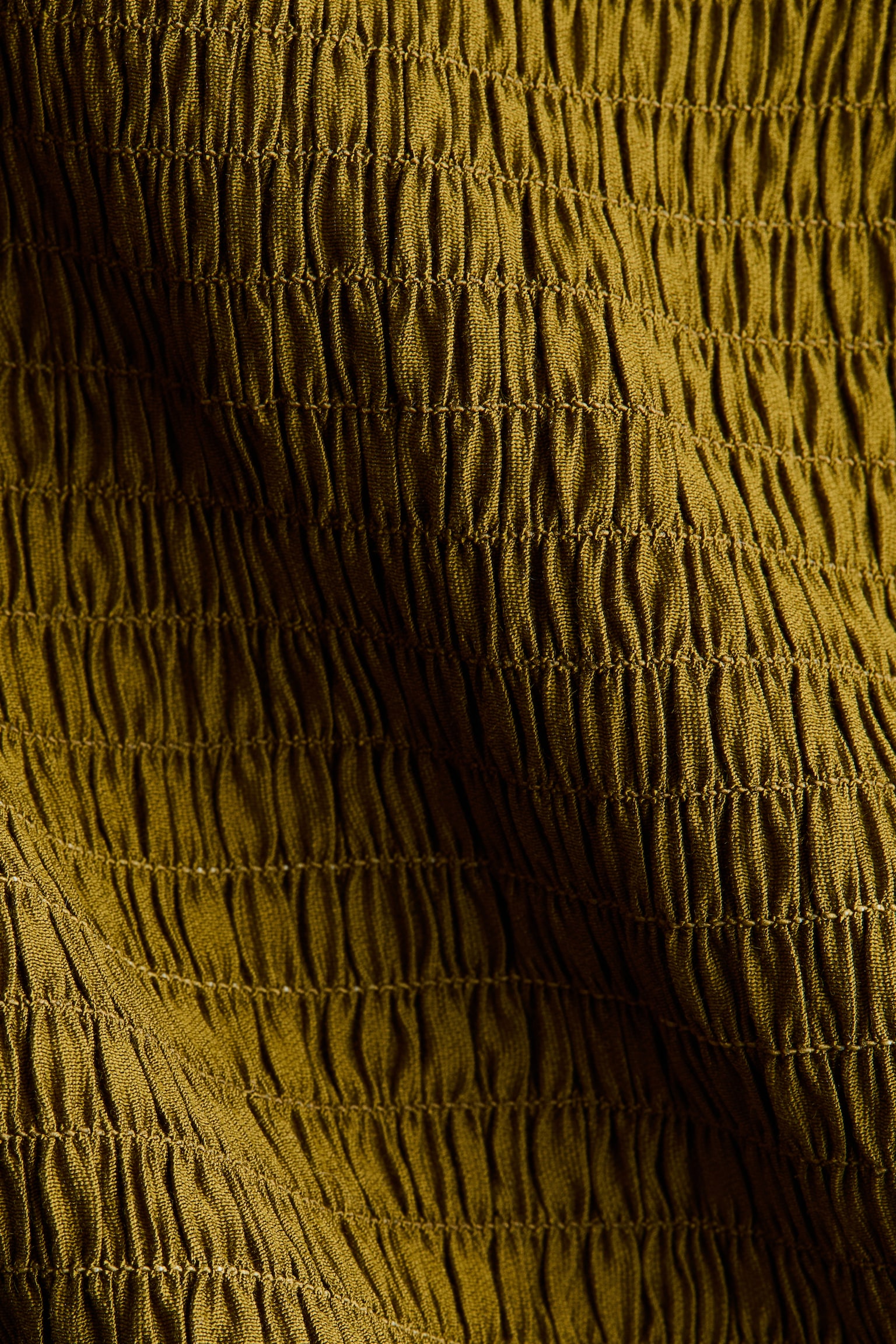 Smocked viscose-blend blouse - Dark khaki green/Light beige - 5