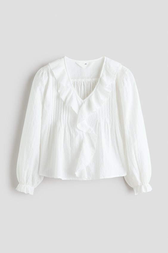 Детские блузки H&M Flounce-Trimmed Plumeti Blouse