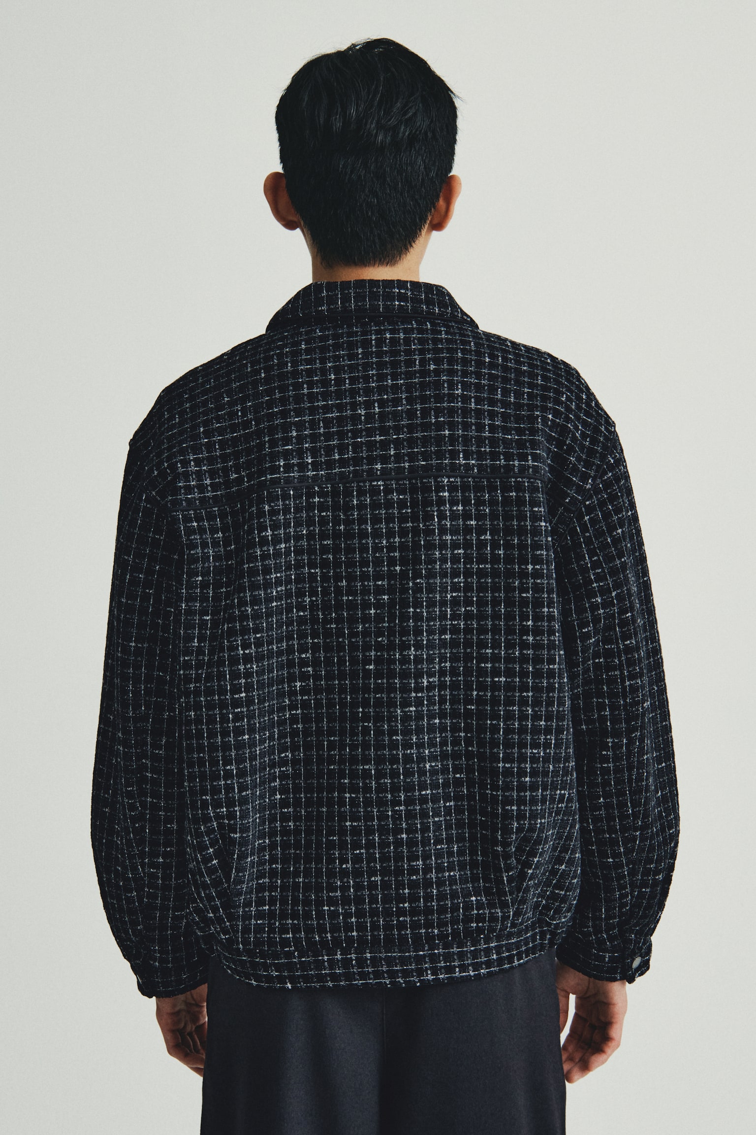 해링턴 스타일 재킷 - 블랙/체크/블랙 멜란지 - 8
