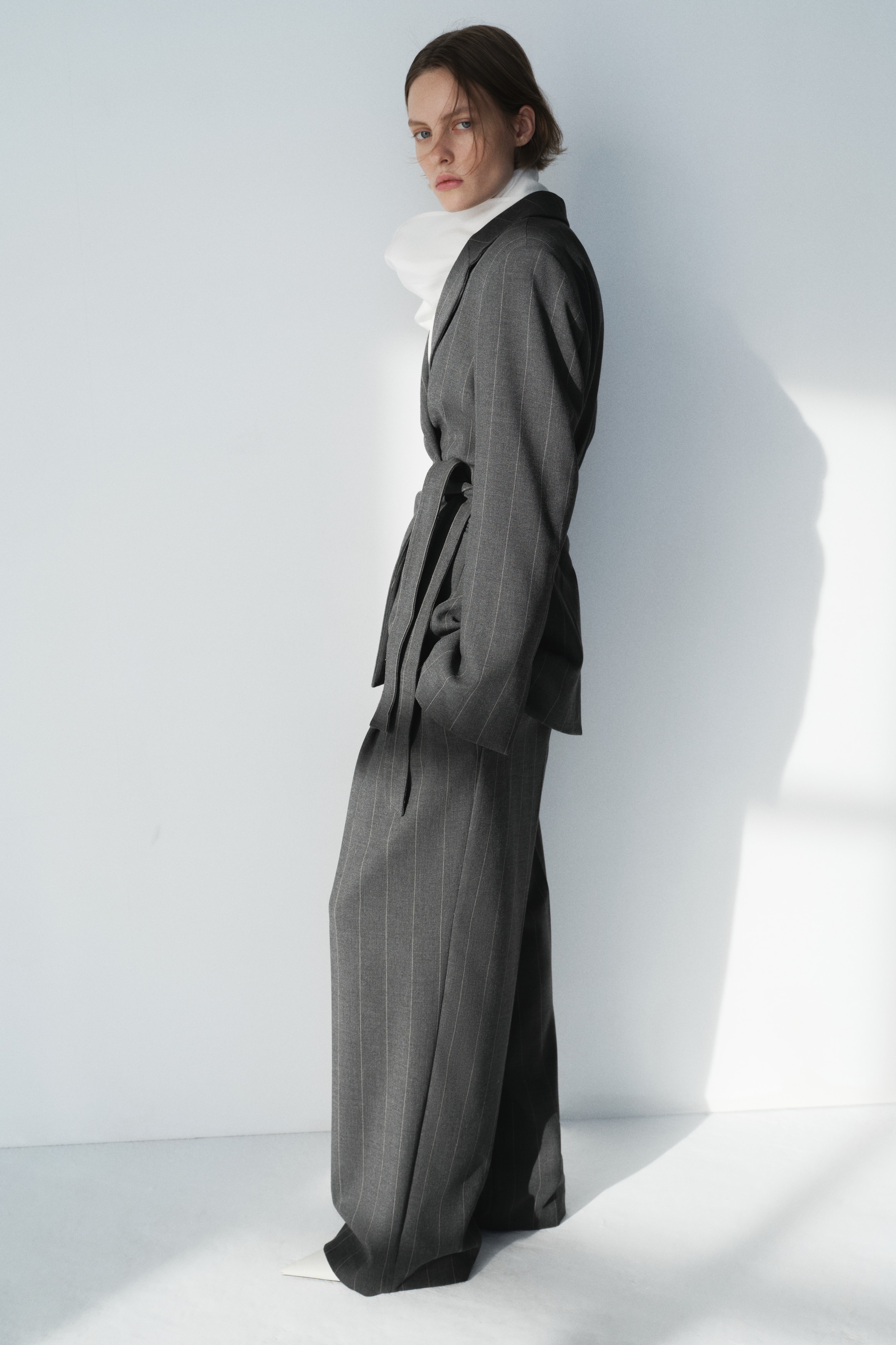 Pantalon - Donkergrijs/krijtstrepen