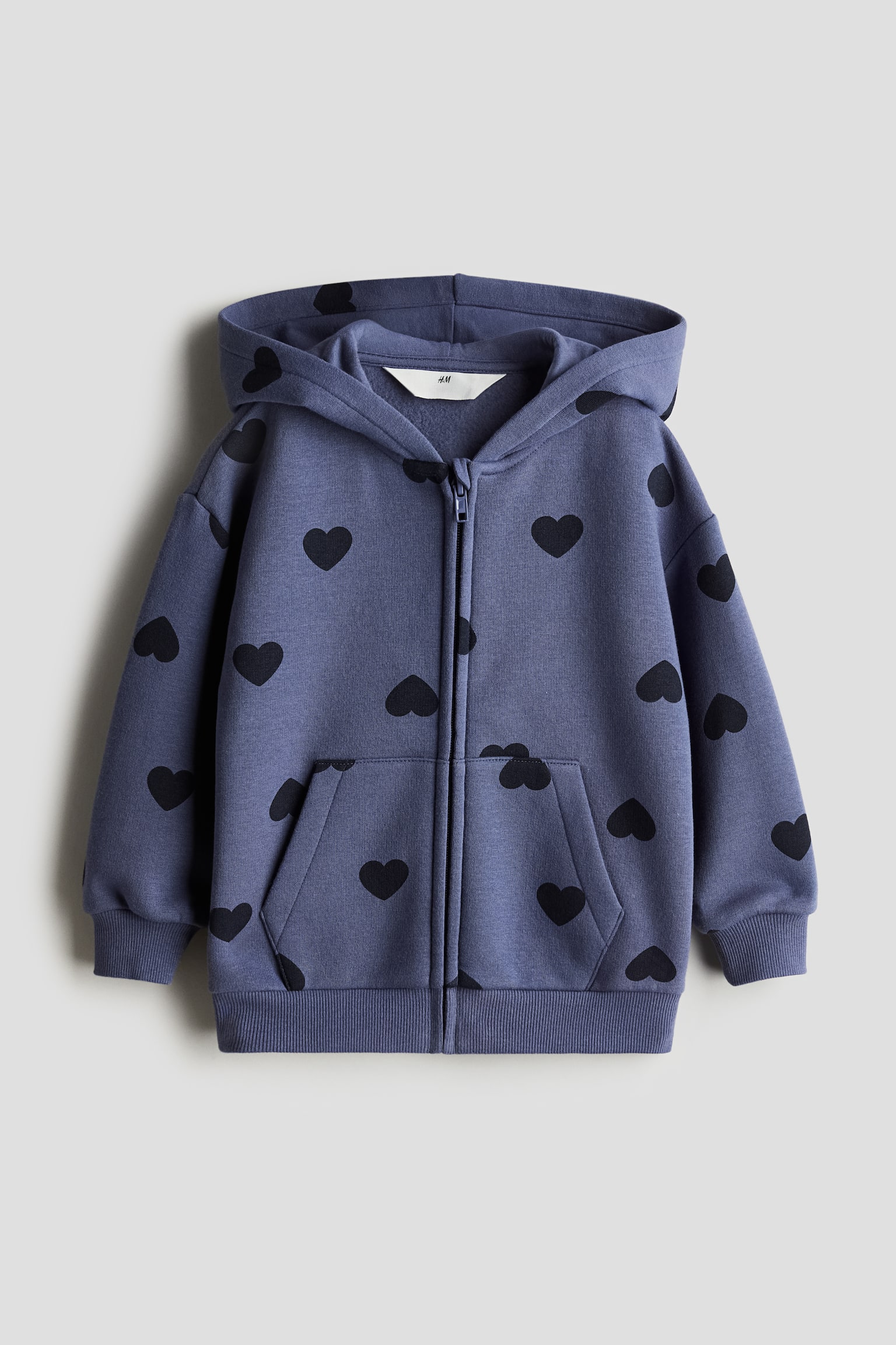 Zip-through hoodie - Blue/Hearts/Dusty pink/Hearts/Light green/Hearts/Cream/Hearts/Light grey marl/Light pink/Light beige marl/Hot pink/Hearts - 1