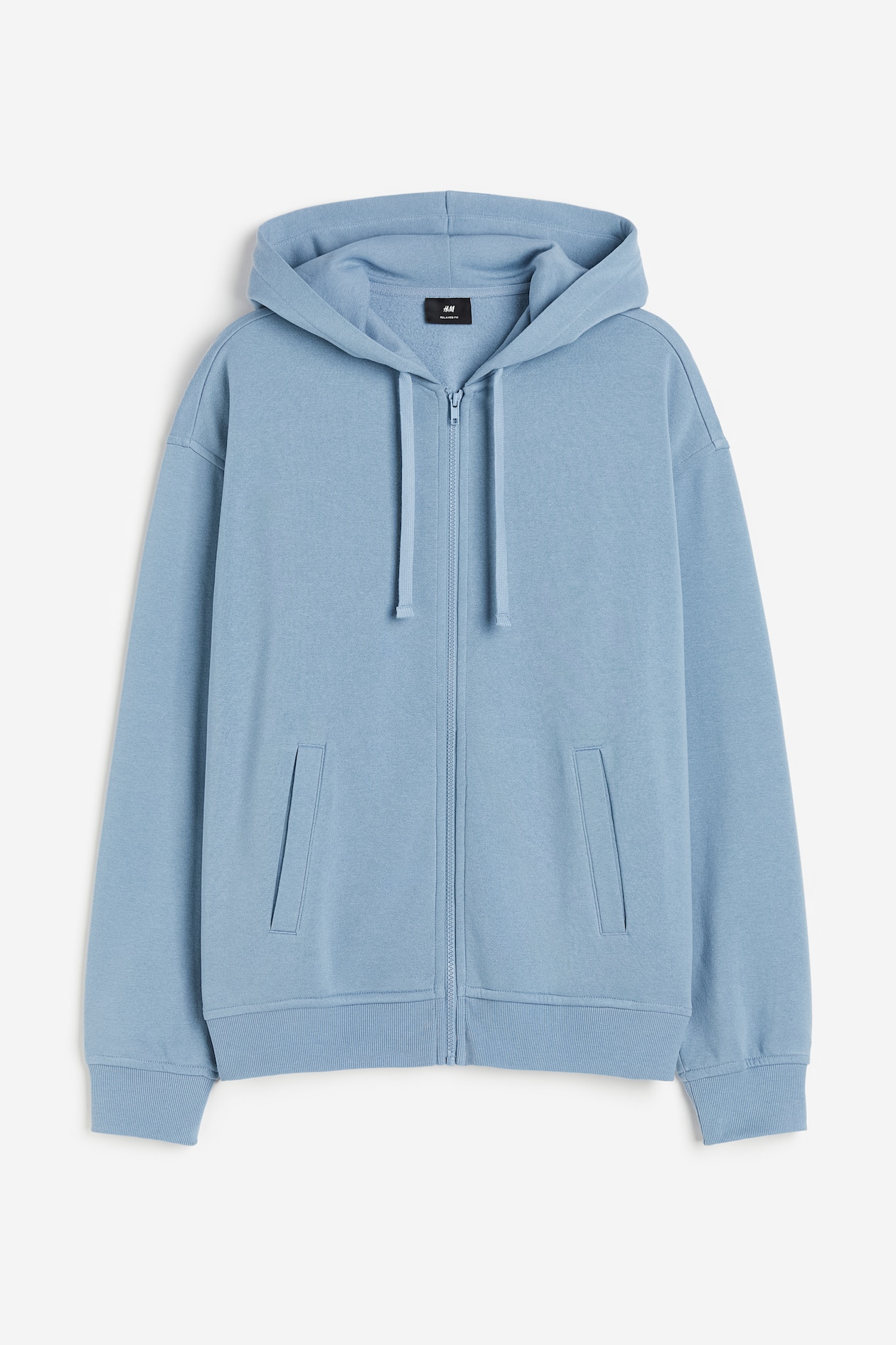 Hooded Sweatshirt Pastel Blue Zip Up Hoodie Loose Fit Zip-through