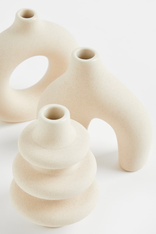 3-pack mini stoneware vases - Light beige - 3