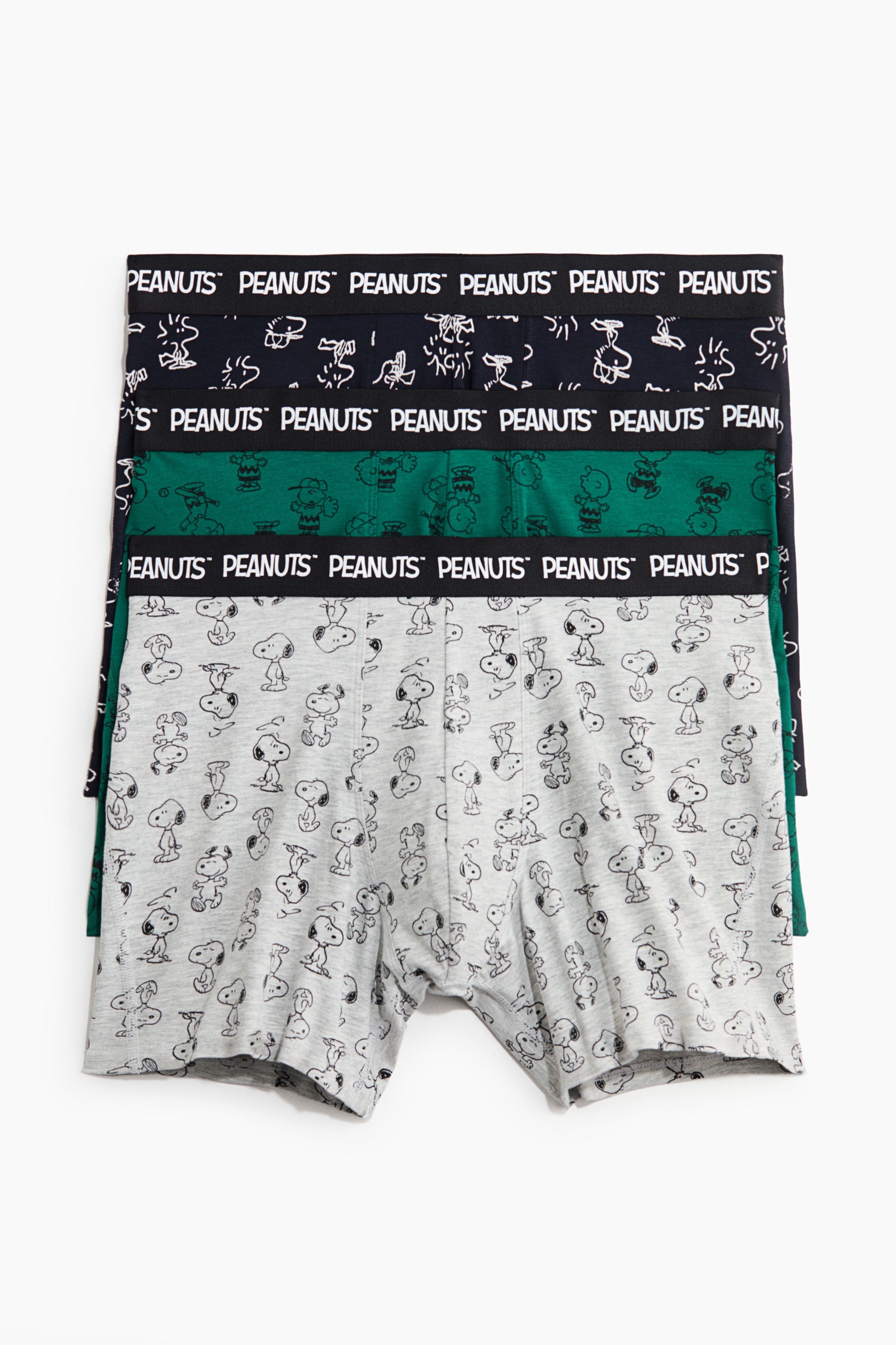 Tri para uskih pamučnih bokserica sa printom - Svetlosivi lapor/Snupi/Crna/Keith Haring