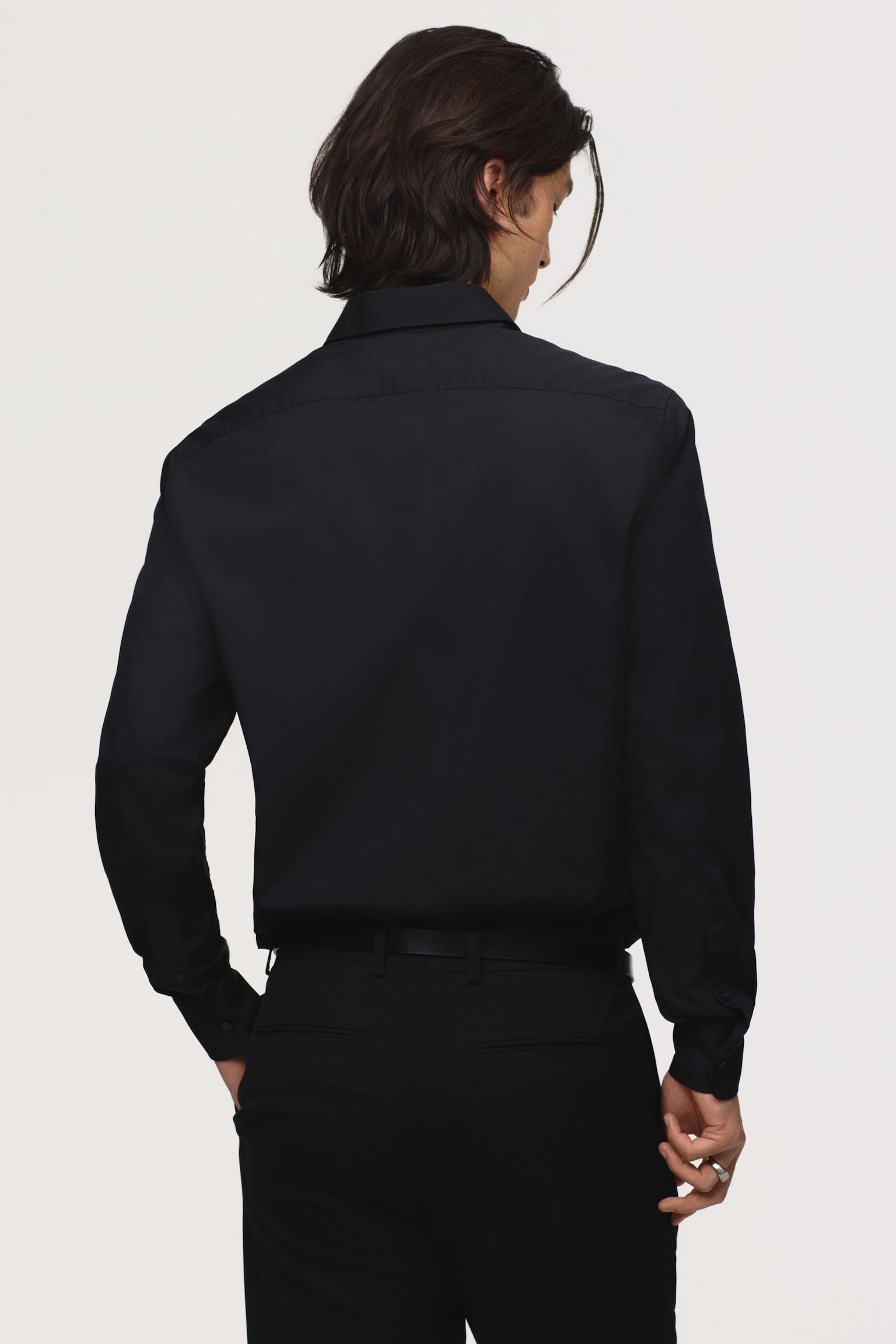 חולצה לגיהוץ קל Slim Fit - שחור/לבן/תכלת/פסים/תכלת/פסים/כחול נייבי/תכלת - 3