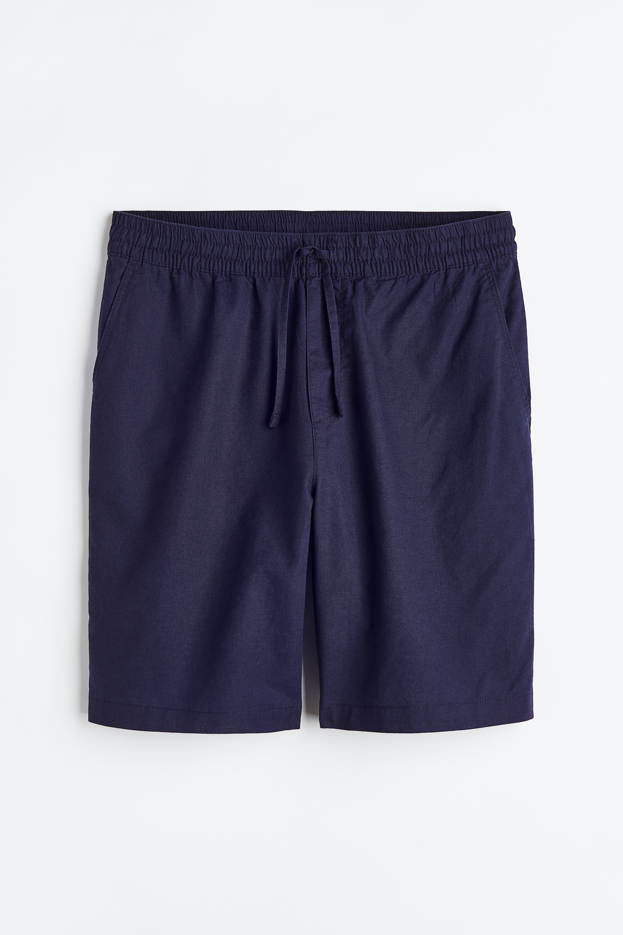 View larger image: Loose Fit Linen-blend Shorts - Dark blue - Men | H&M PH 1