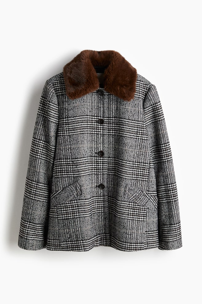Wool-blend jacket - Black/Checked/Navy blue/Checked - 1