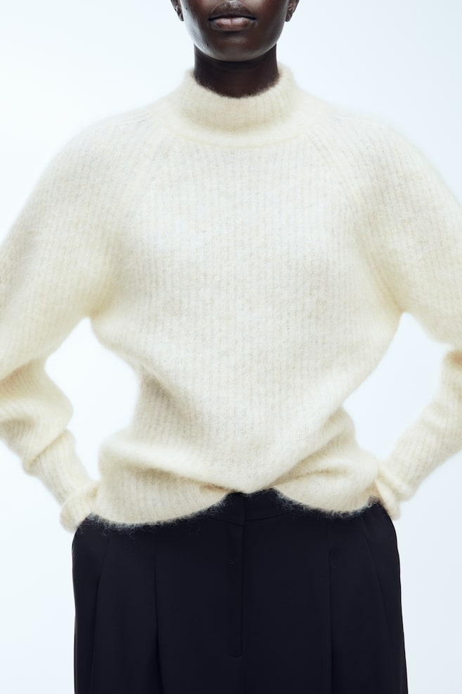 Mohair-blend rib-knit jumper - Light beige - 5