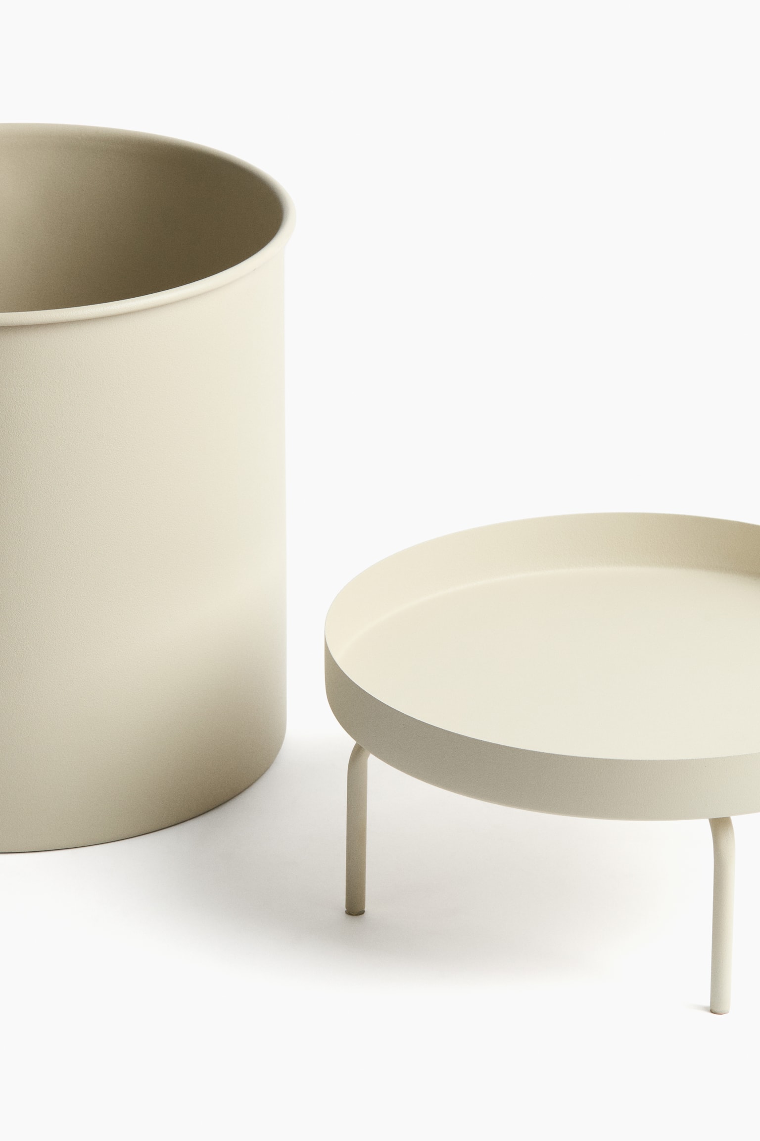 Extra-large plant pot on a stand - Light beige/Olive green/Black - 5