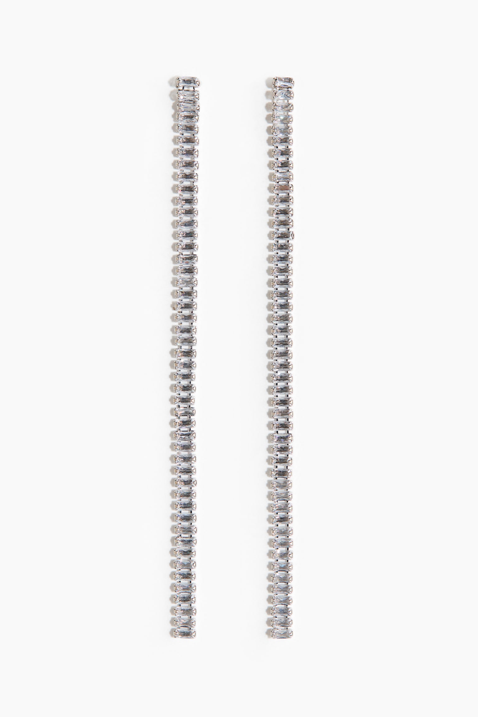 Náušnice ze štrasových řetízků - Stříbrná - 1