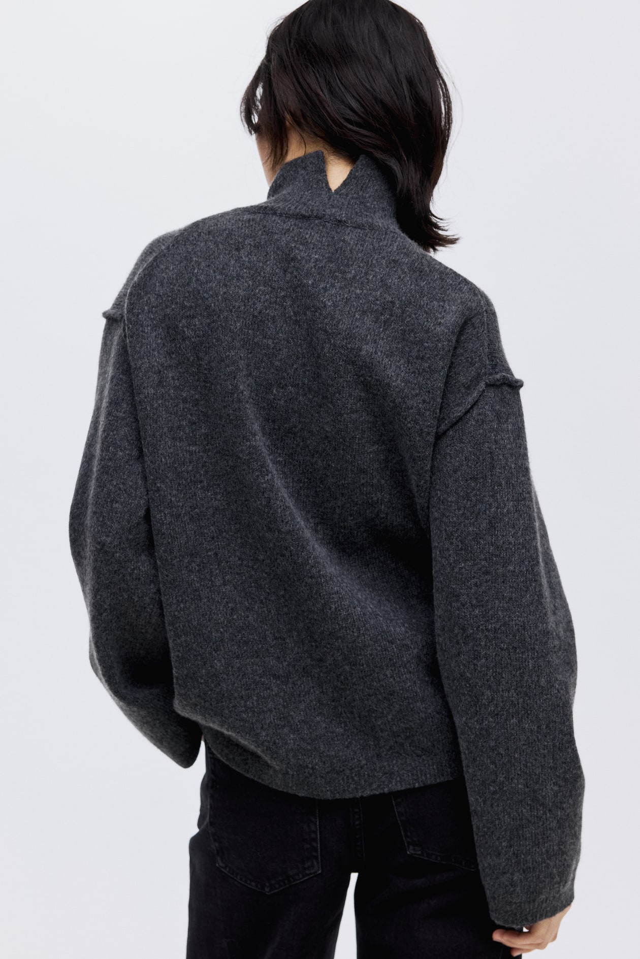 Seam-Detail Mock Turtleneck Sweater - image 2