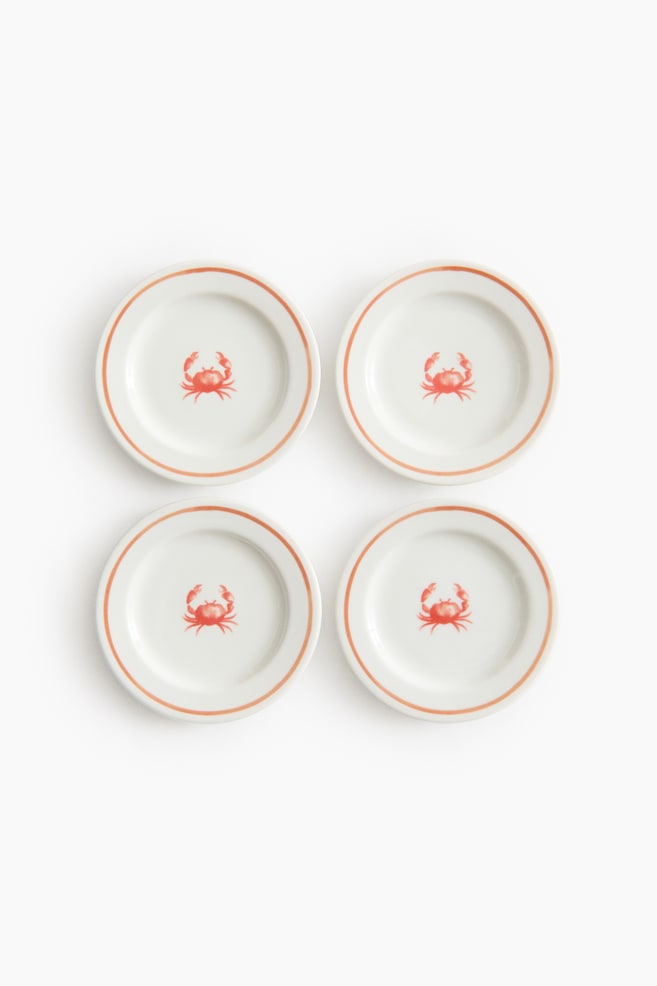 Pack de 4 pratos pequenos em porcelana - Laranja/Caranguejo/Azul/Peixe/Verde/Azeitonas/Amarelo/Limão - 1