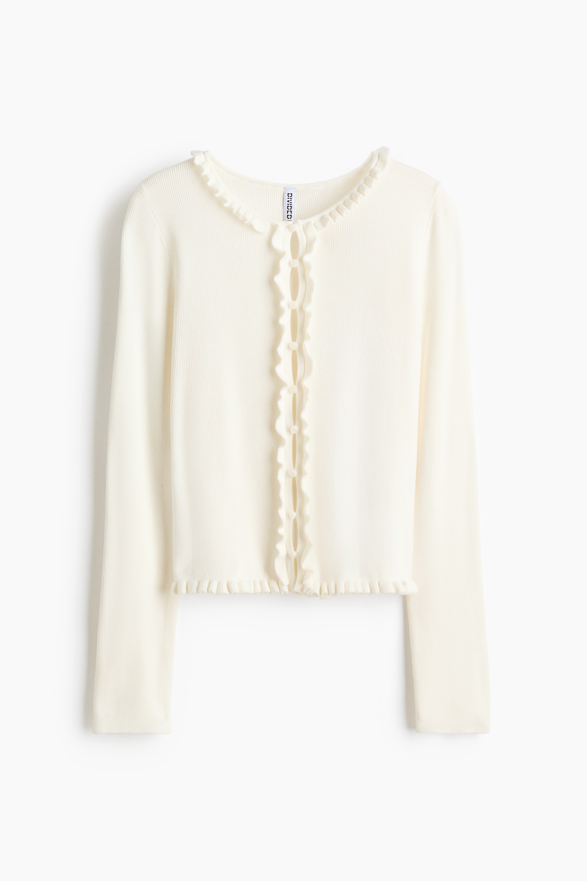 Cárdigan con olanes - Blanco/Rosa durazno/Azul claro