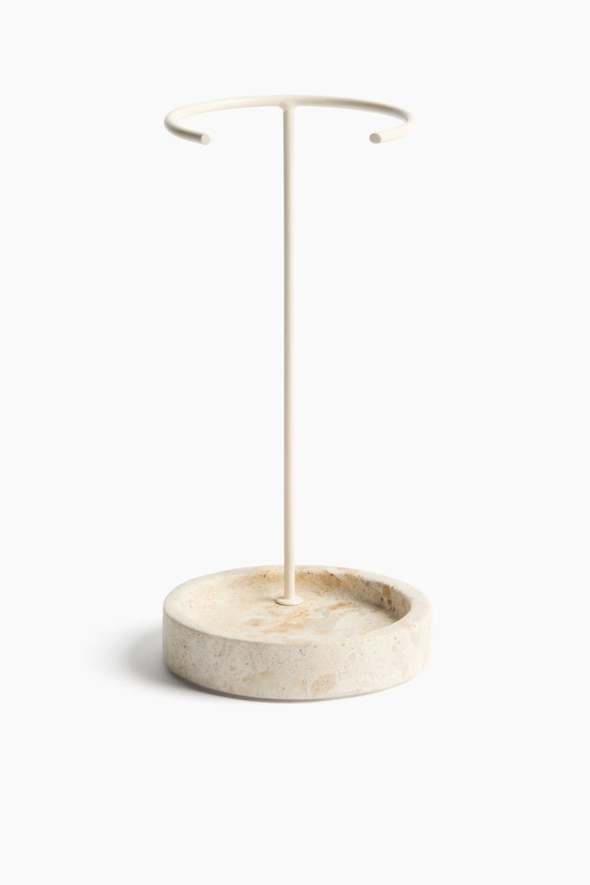 Marble jewellery stand - Beige/Marbled/Beige/Silver-coloured - 1