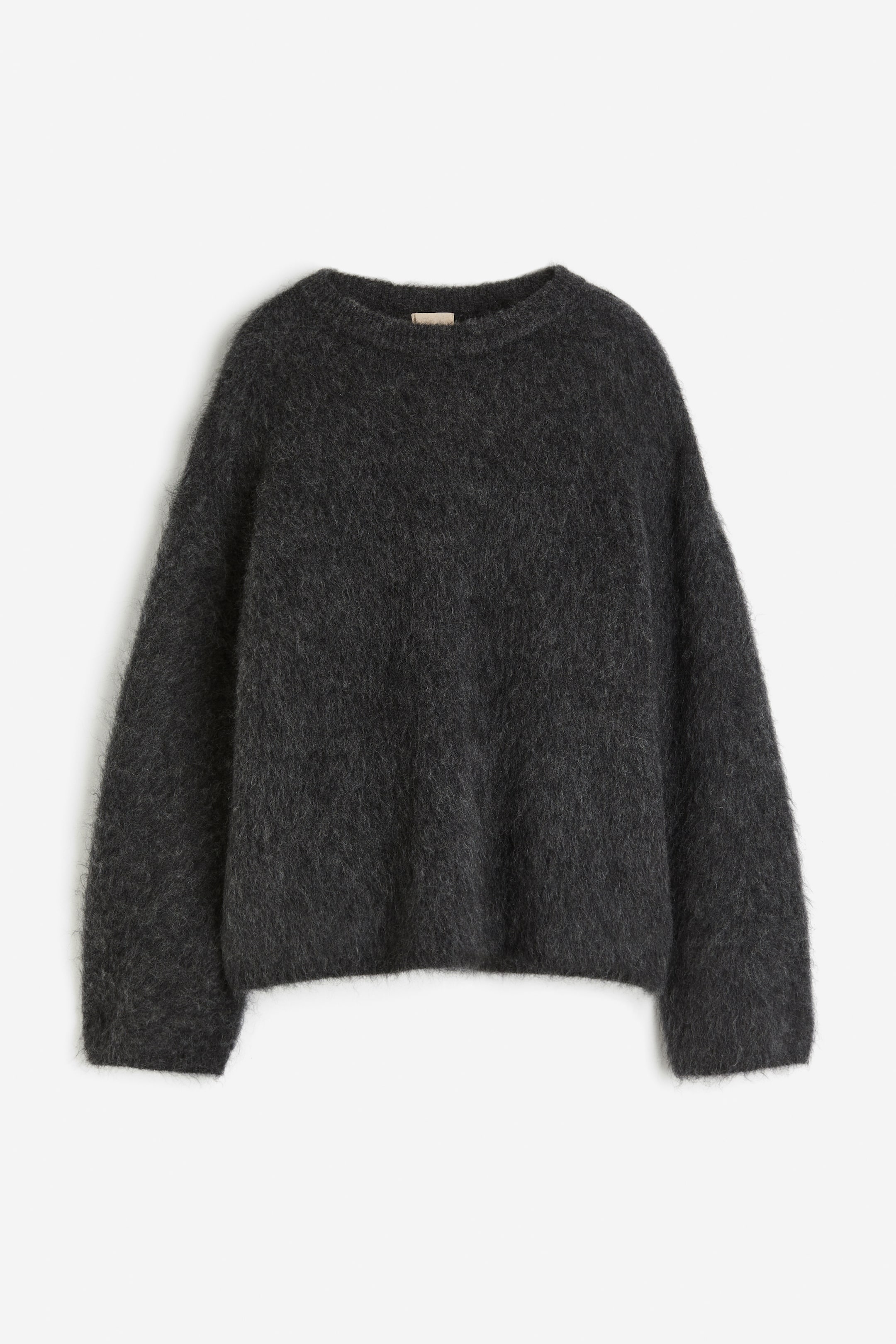 Oversized mohair-blend jumper - Round neck - Long sleeve - Dark grey ...