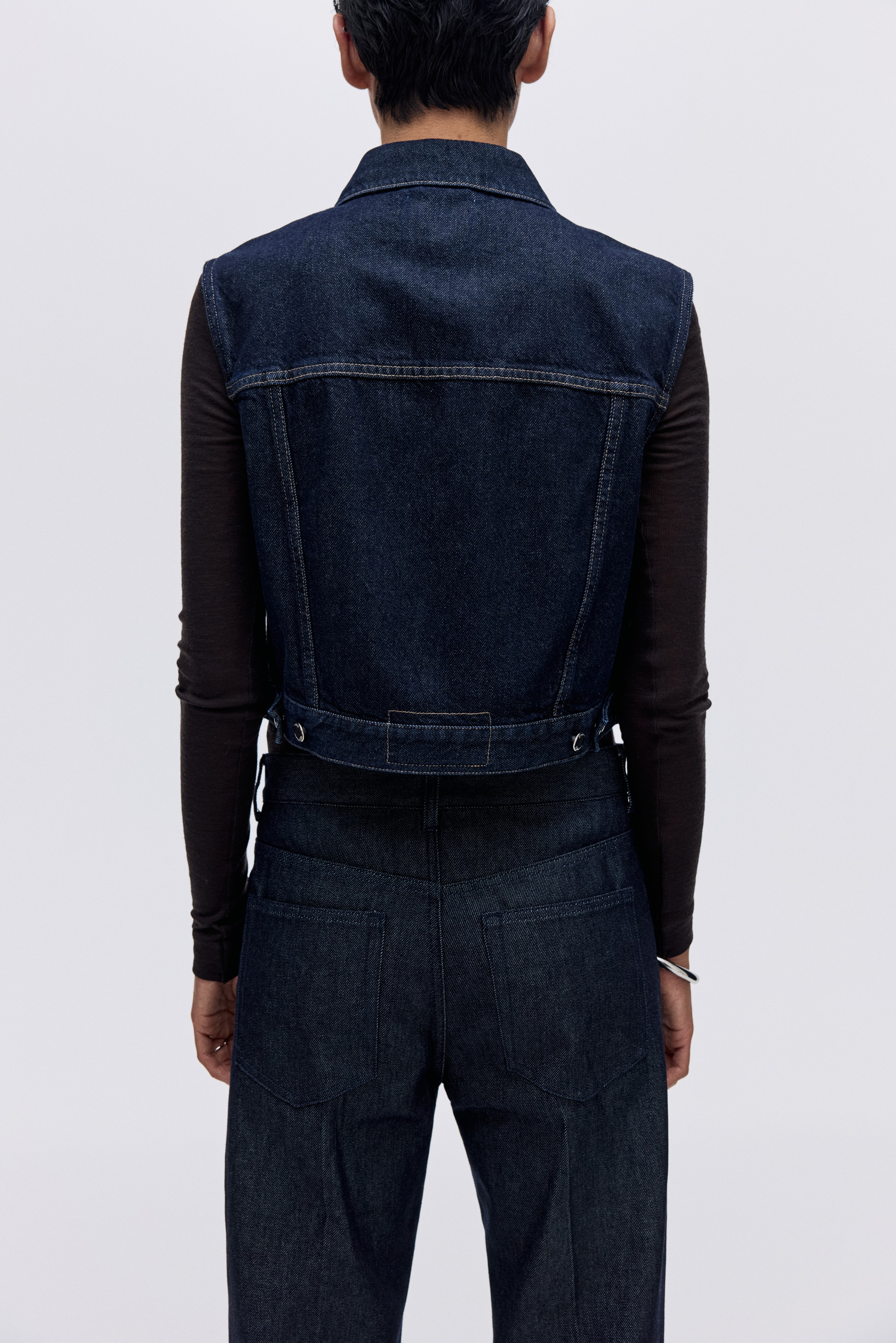 Cropped denim waistcoat