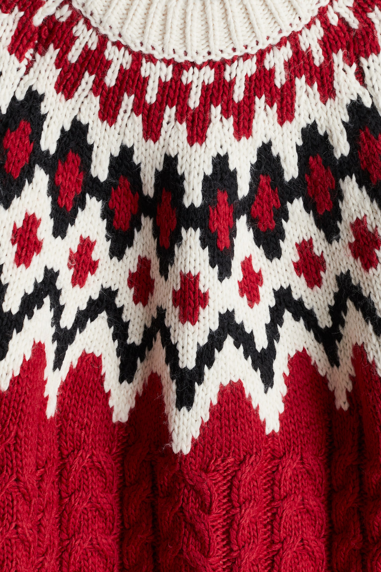 Mixed-knit jumper - Dark red/Patterned - 6