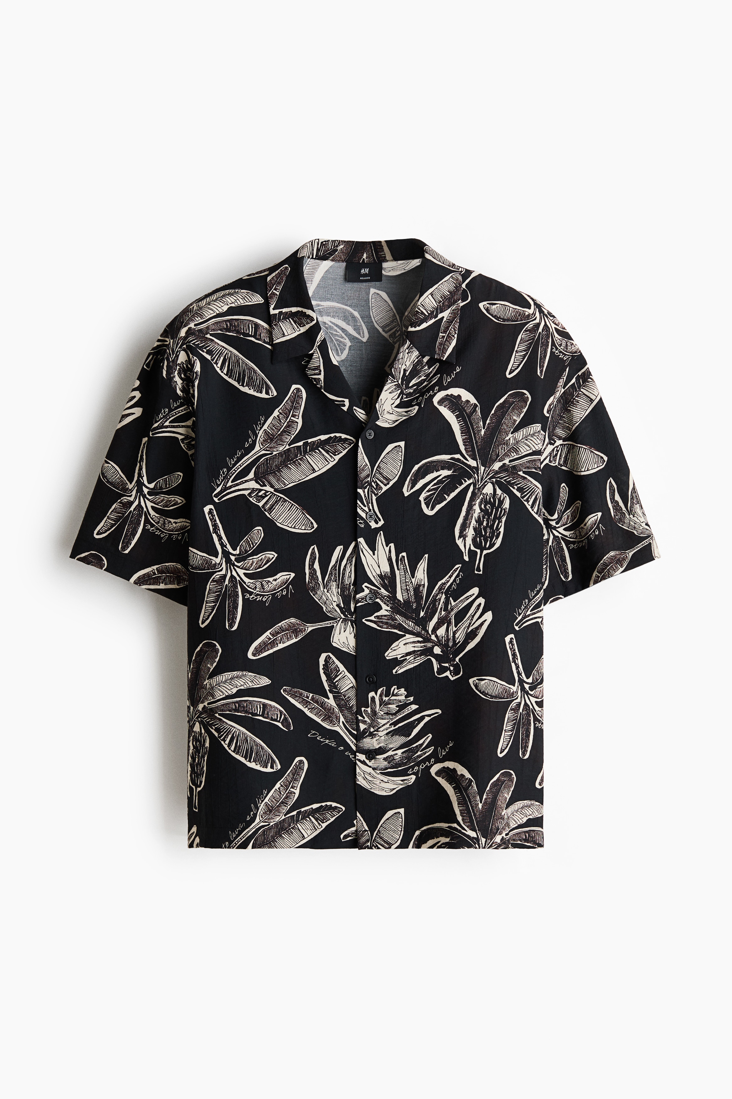 Áo sơ mi cổ hai ve Relaxed Fit - Màu đen/Hoa văn/Màu be/Hoa văn