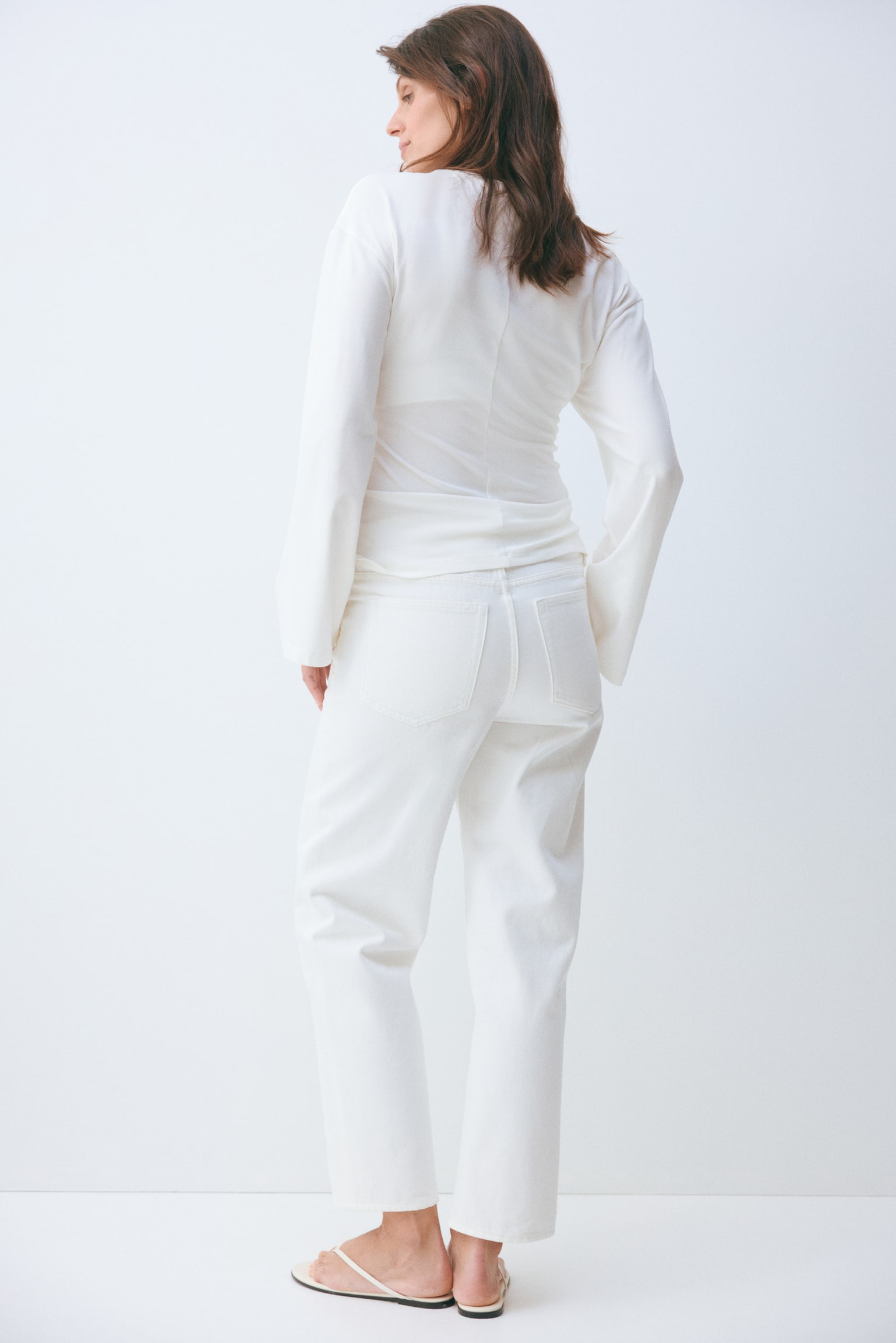 MAMA Straight Ankle Jeans - לבן - 6