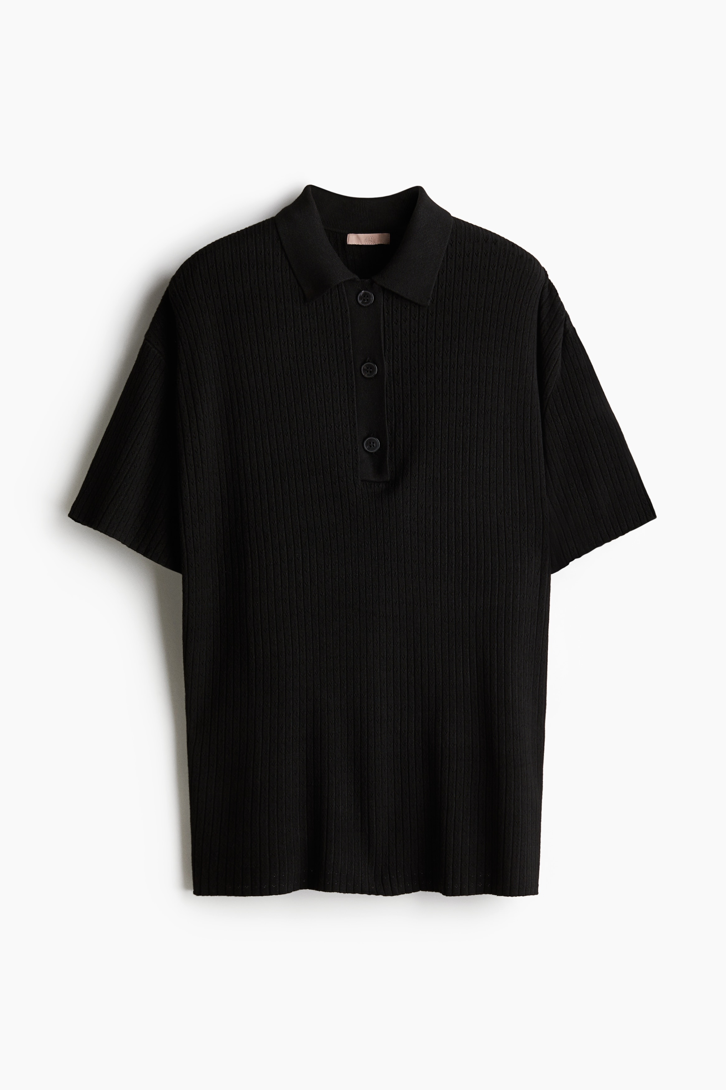 Polo in maglia traforata - Nero/Crema