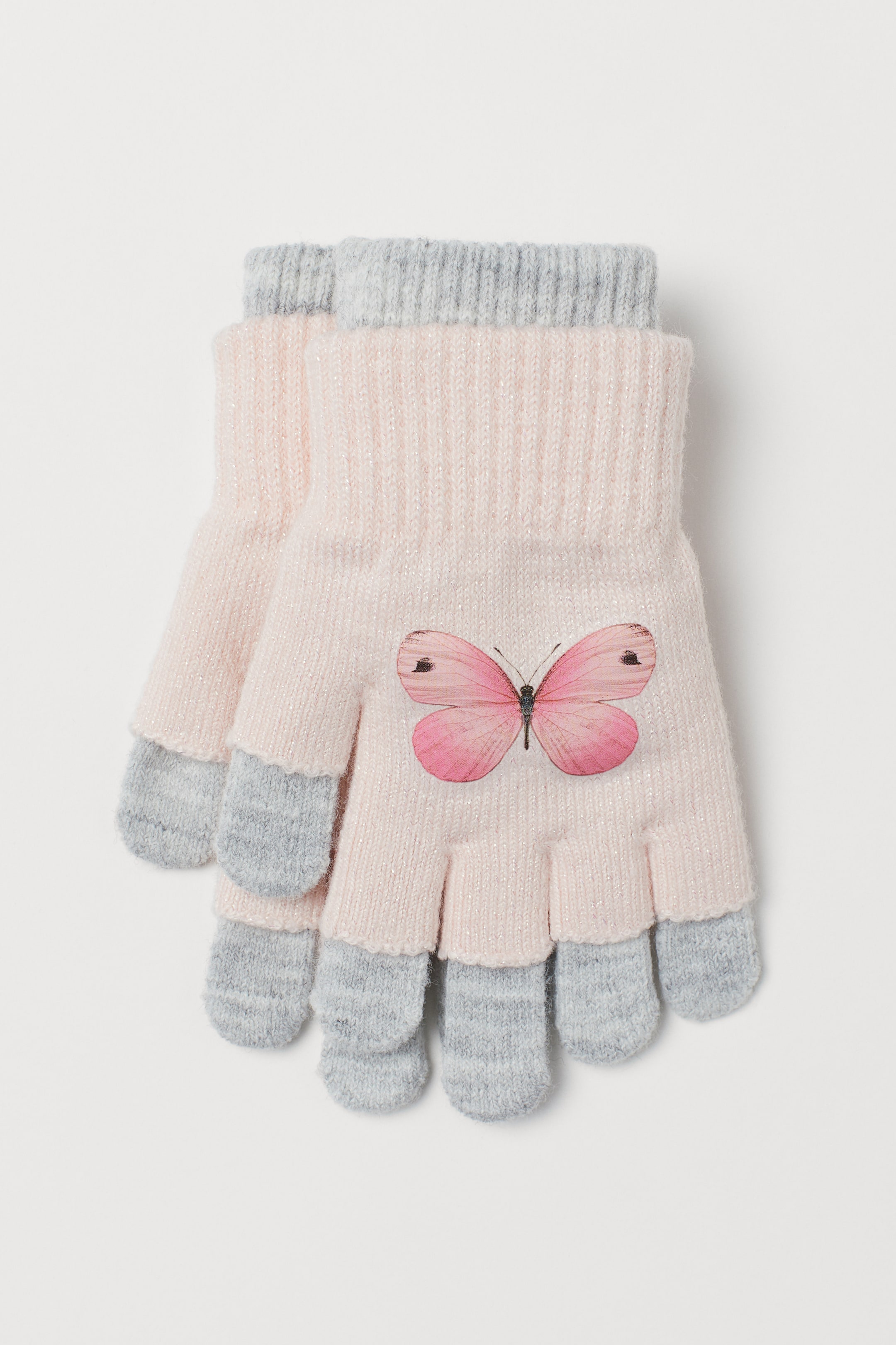 Größeres Bild ansehen: Finger-/Kurzfingerhandschuhe - Hellrosa/Schmetterling - Kids | H&M DE 1