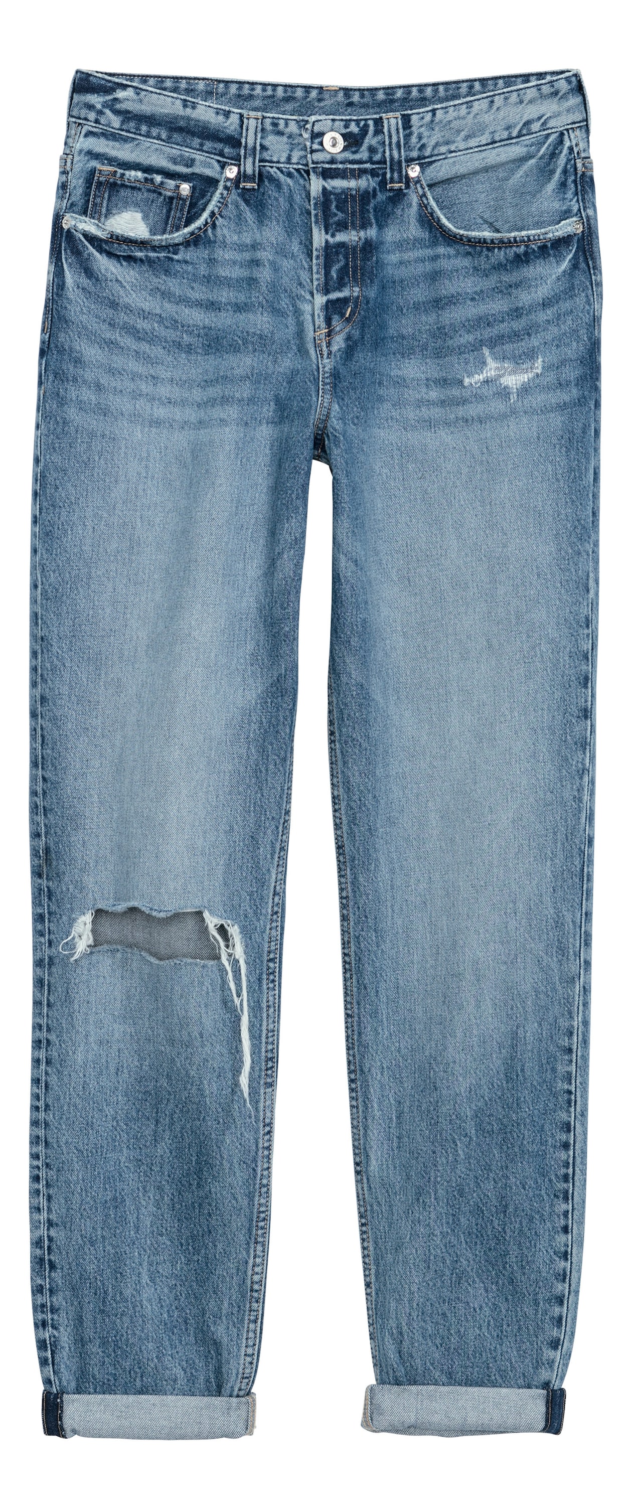 Boyfriend Low Ripped Jeans Denim blue Ladies H&M IN