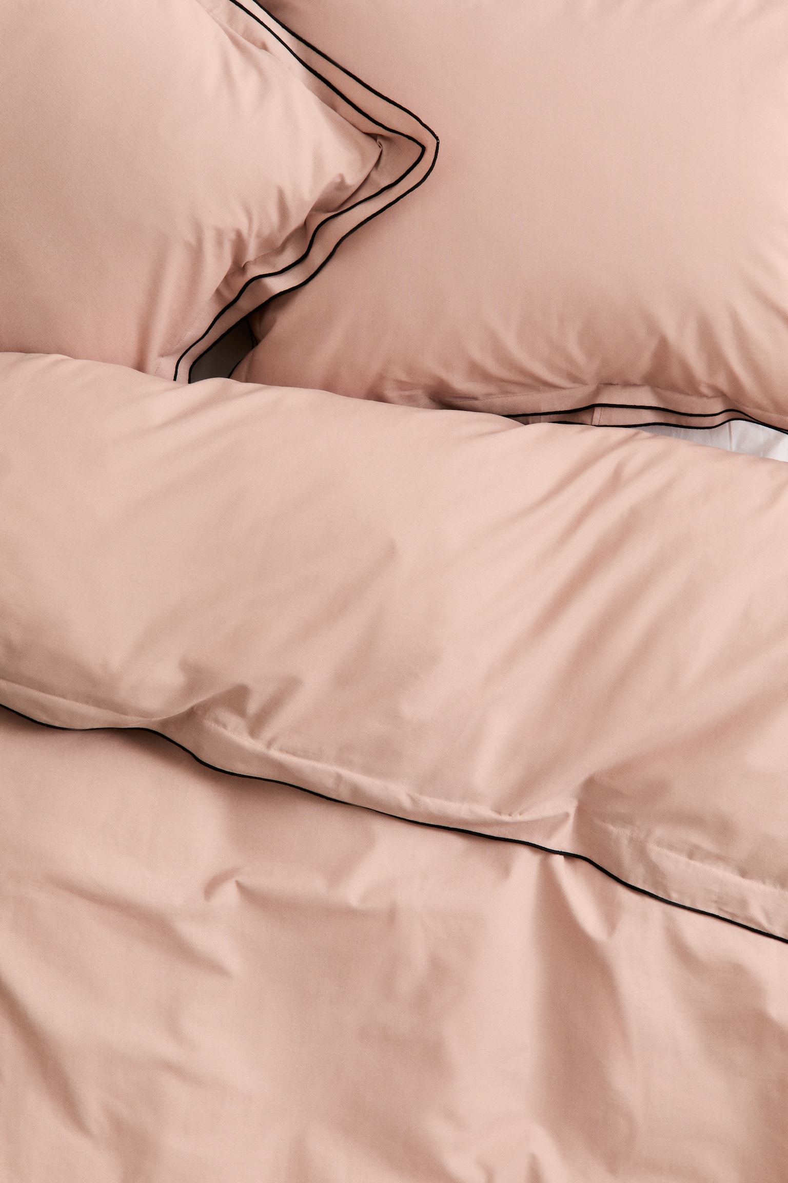 Double/king cotton duvet cover set - Light dusty pink/White/Yellow/Brown - 2