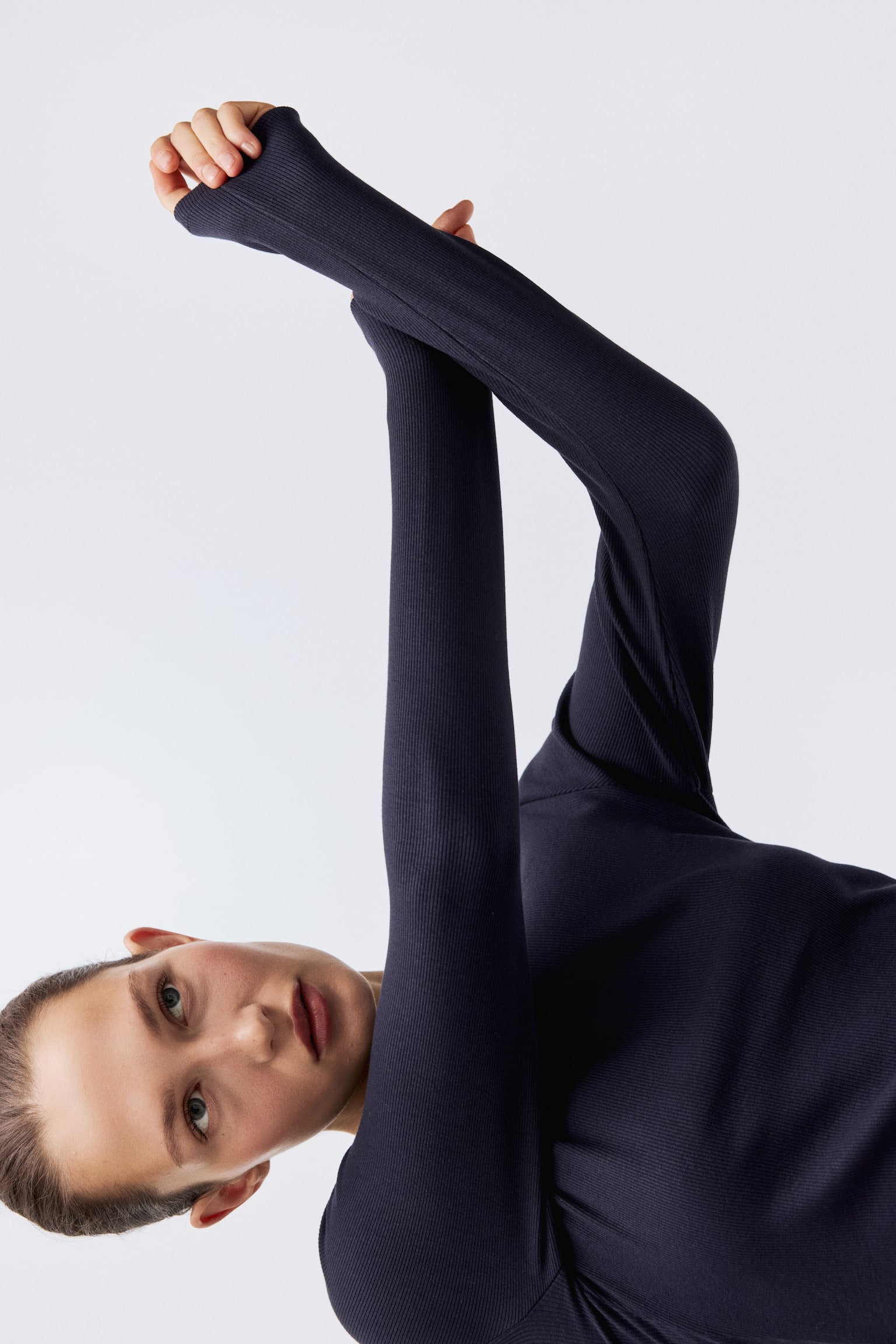 Ribbed boat-neck top - Navy blue/Red/Striped - 7