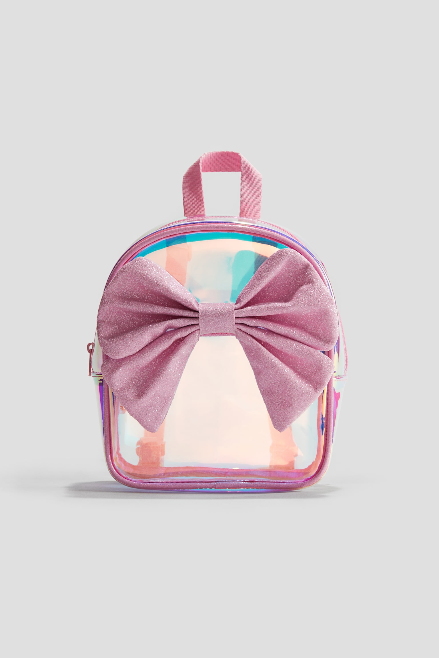 Iridescent backpack with appliqués - Pink/Bow - 1