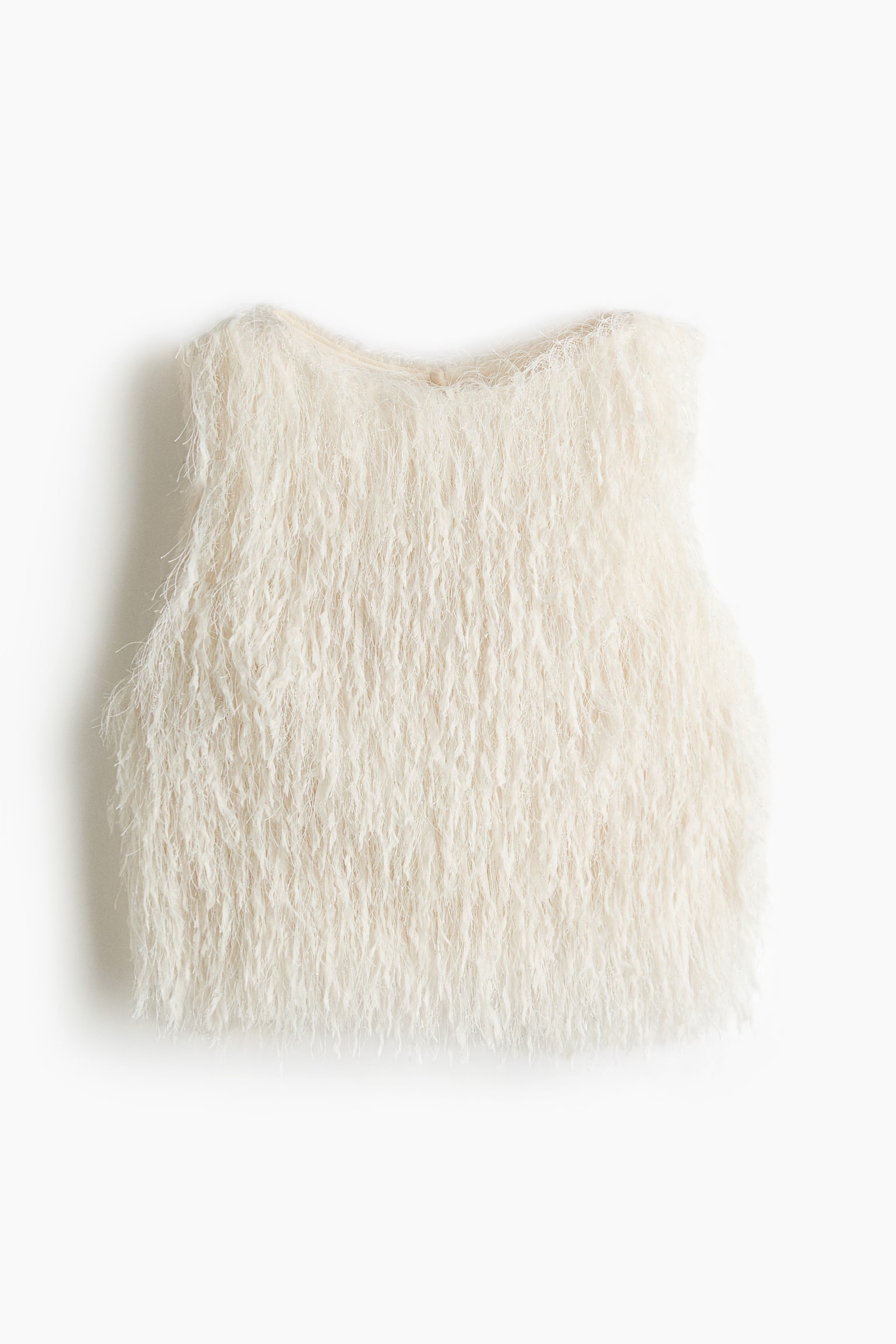 Fringed Cropped Top - Cream - 2