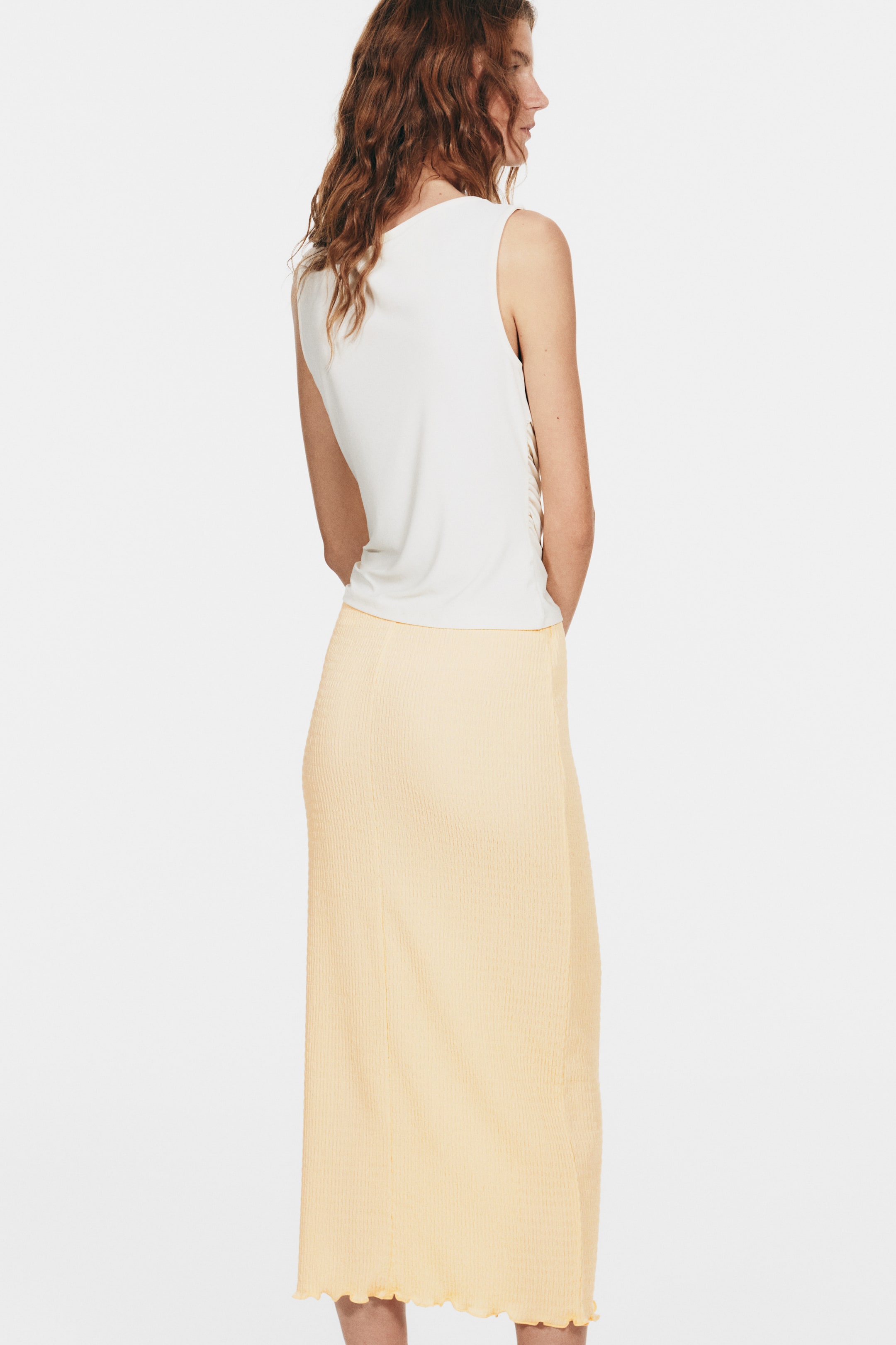 View larger image: Smocked skirt - Light yellow - Ladies | H&M HK 3