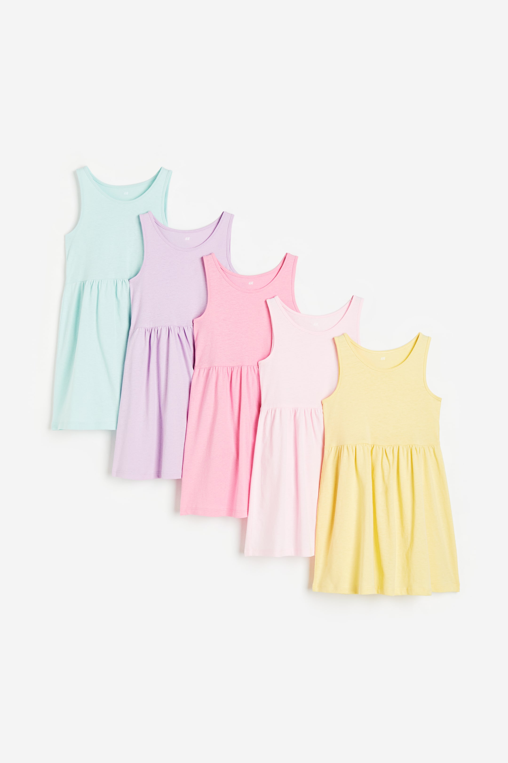 Visa större bild: 5-pack cotton jersey dresses - Ljuslila/Ljusgul - BARN | H&M SE 1