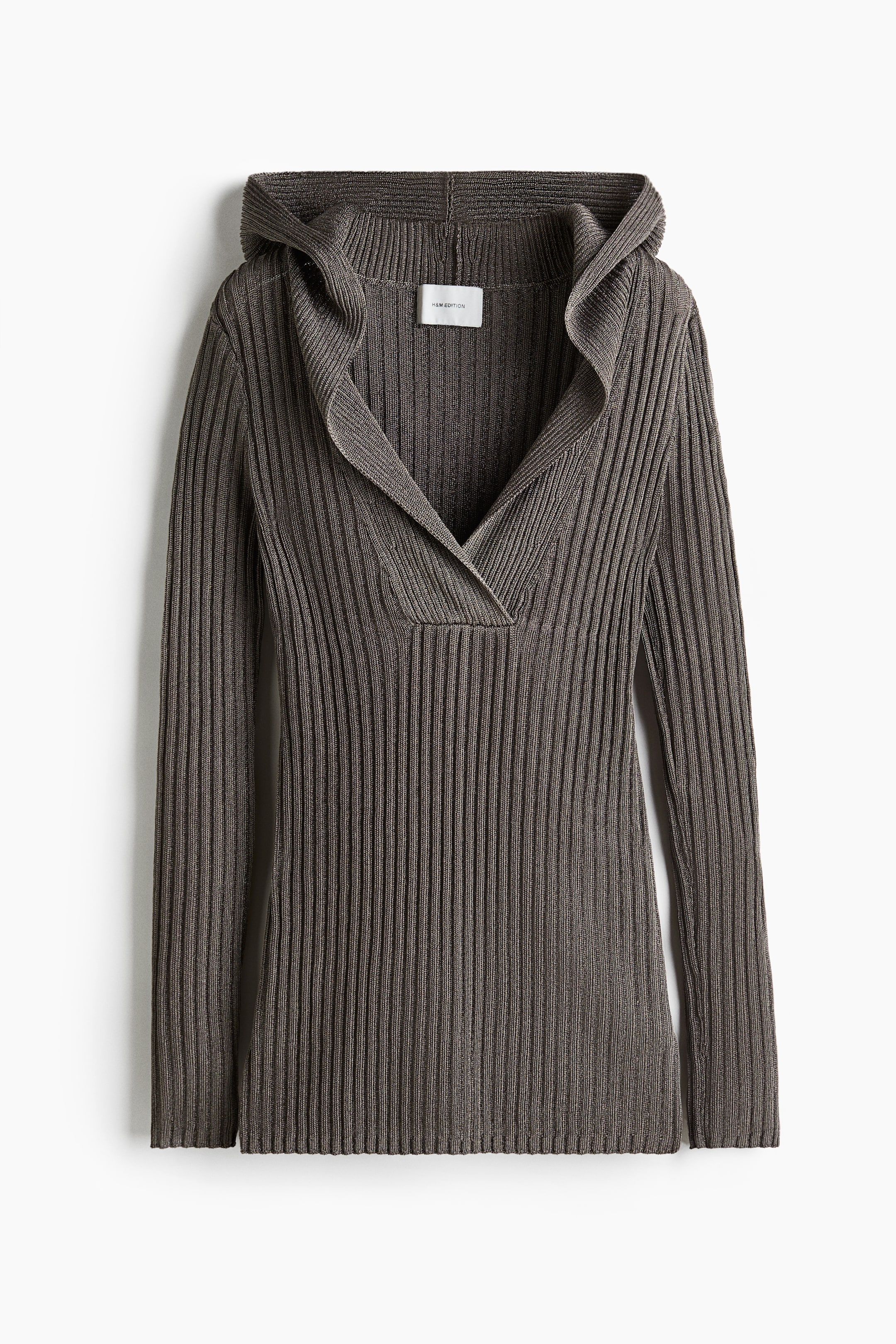 View larger image: Metallic rib-knit hoodie - Dark grey - Ladies | H&M MY 6
