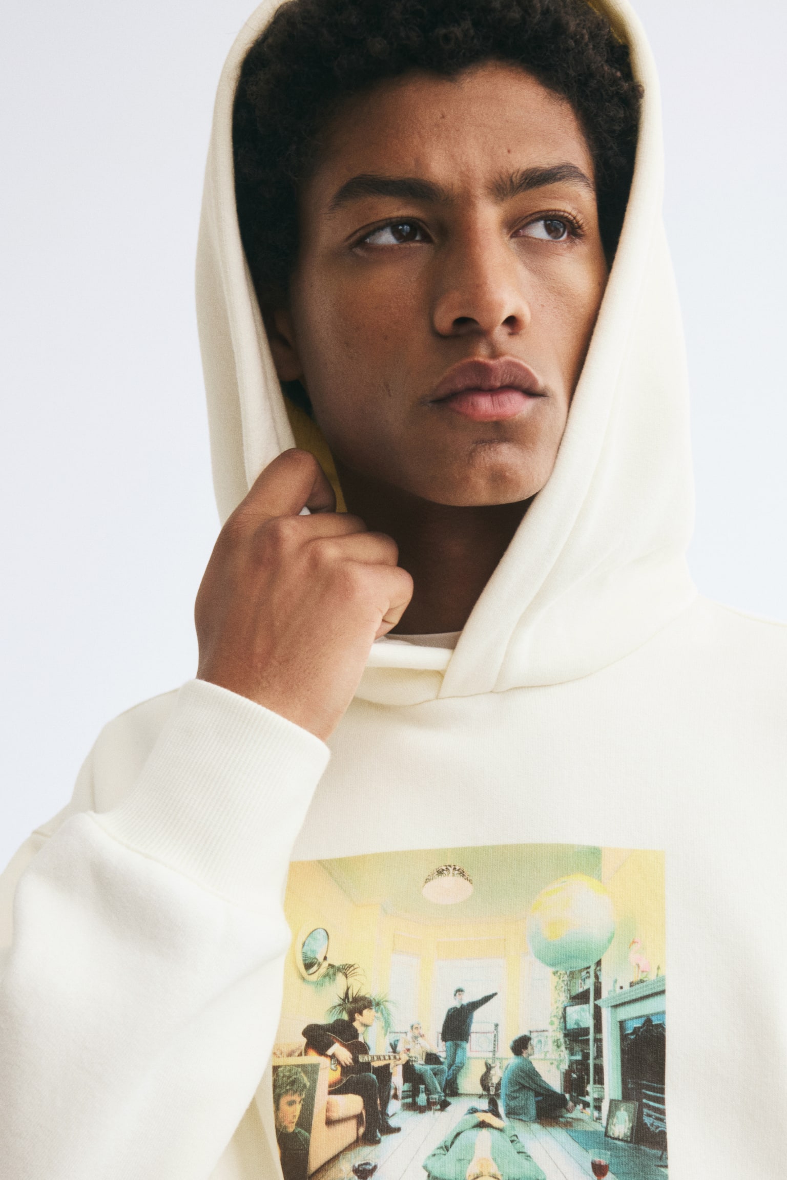 Мужское худи H&M Relaxed-Fit Printed, цвет: Кремовый — фото 4