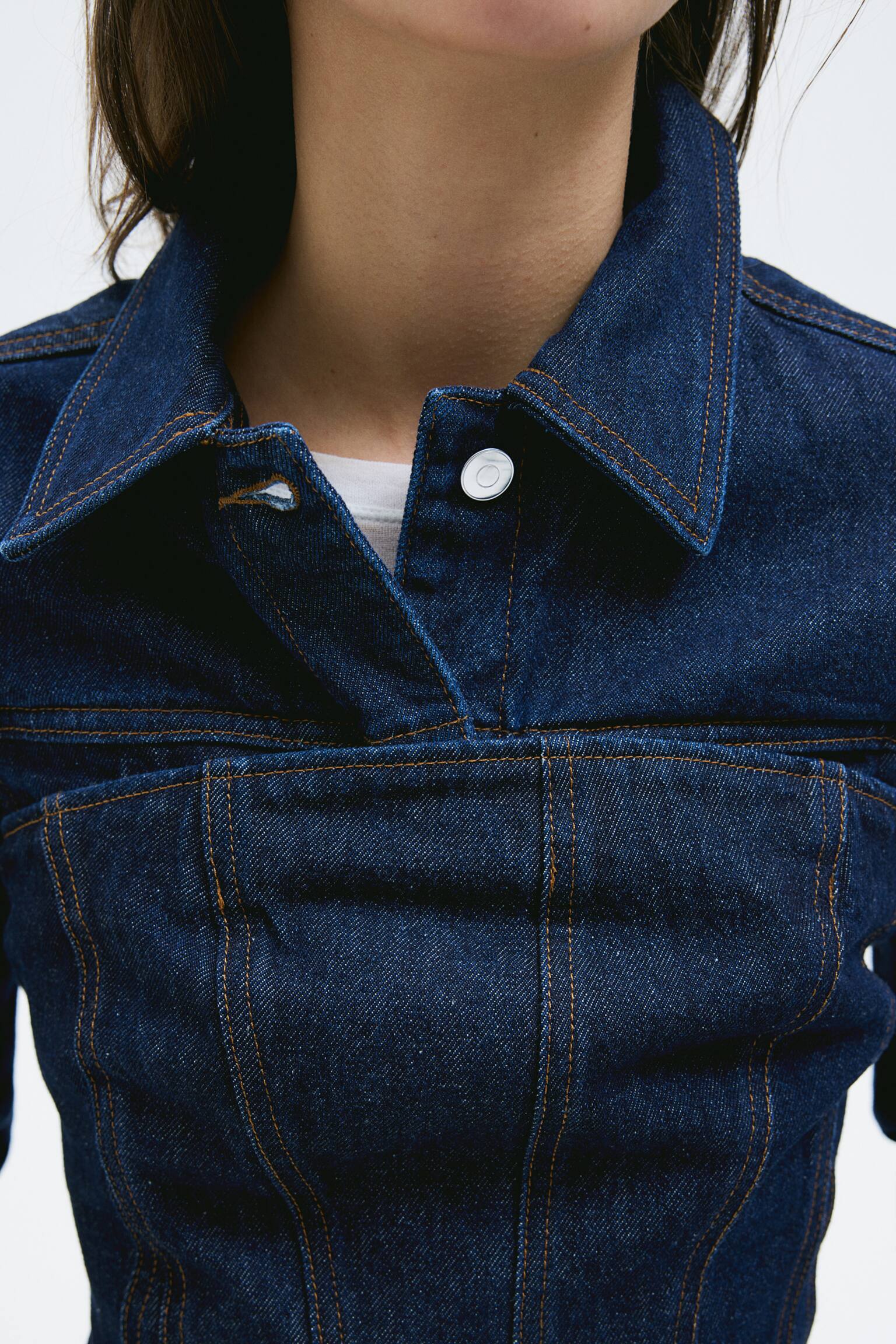 Tapered-waist denim jacket - Dark denim blue - 7