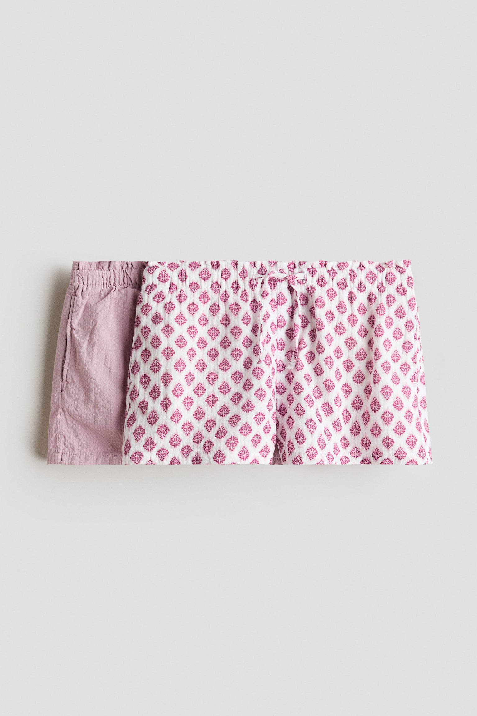 Lot de 2 shorts en coton - Rose/motif/Bleu clair/rayé
