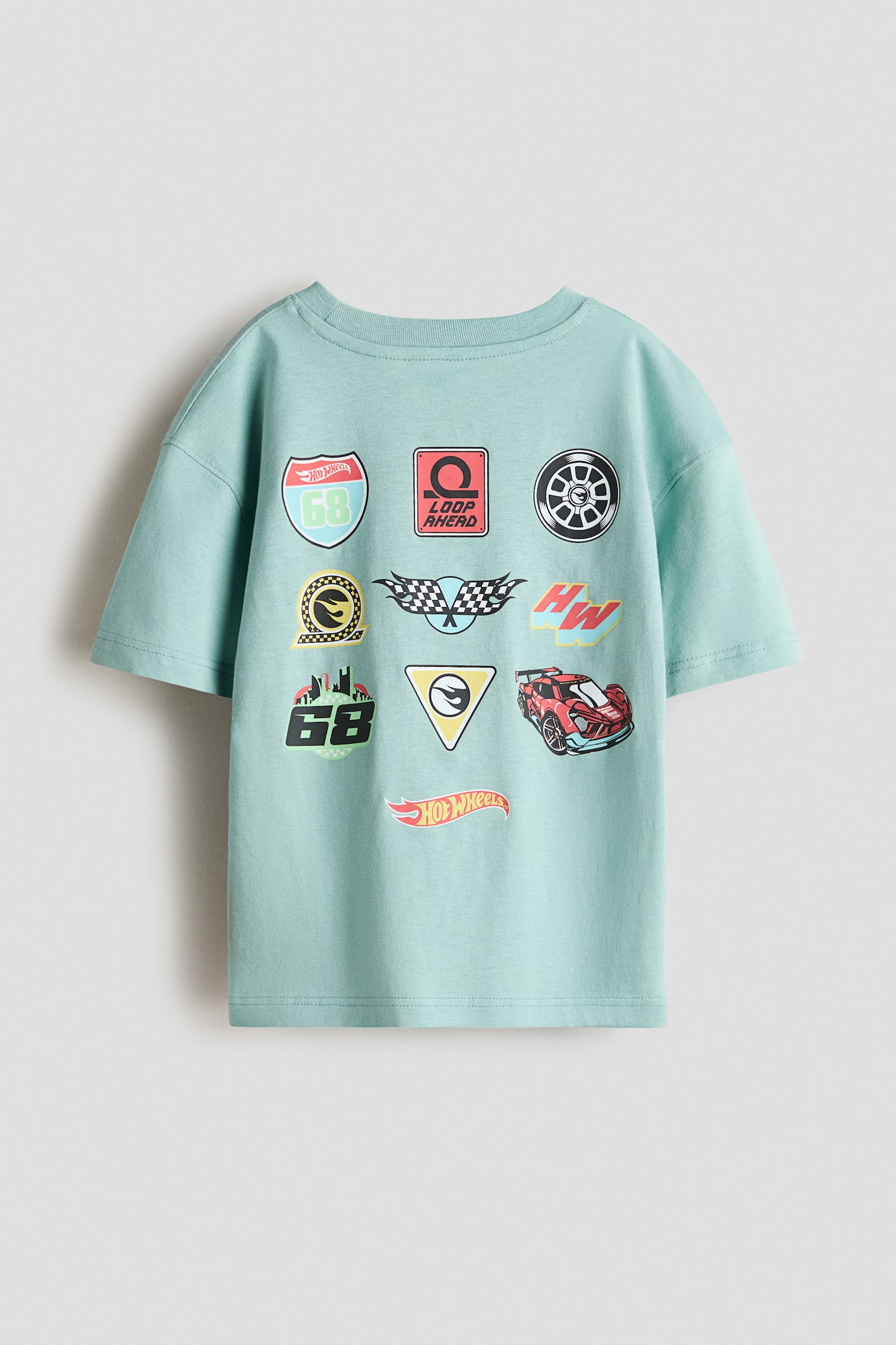 Printed Cotton T-Shirt - Dusty turquoise/Hot Wheels/Cream/Marvel Comics/Green/Snoopy - 3