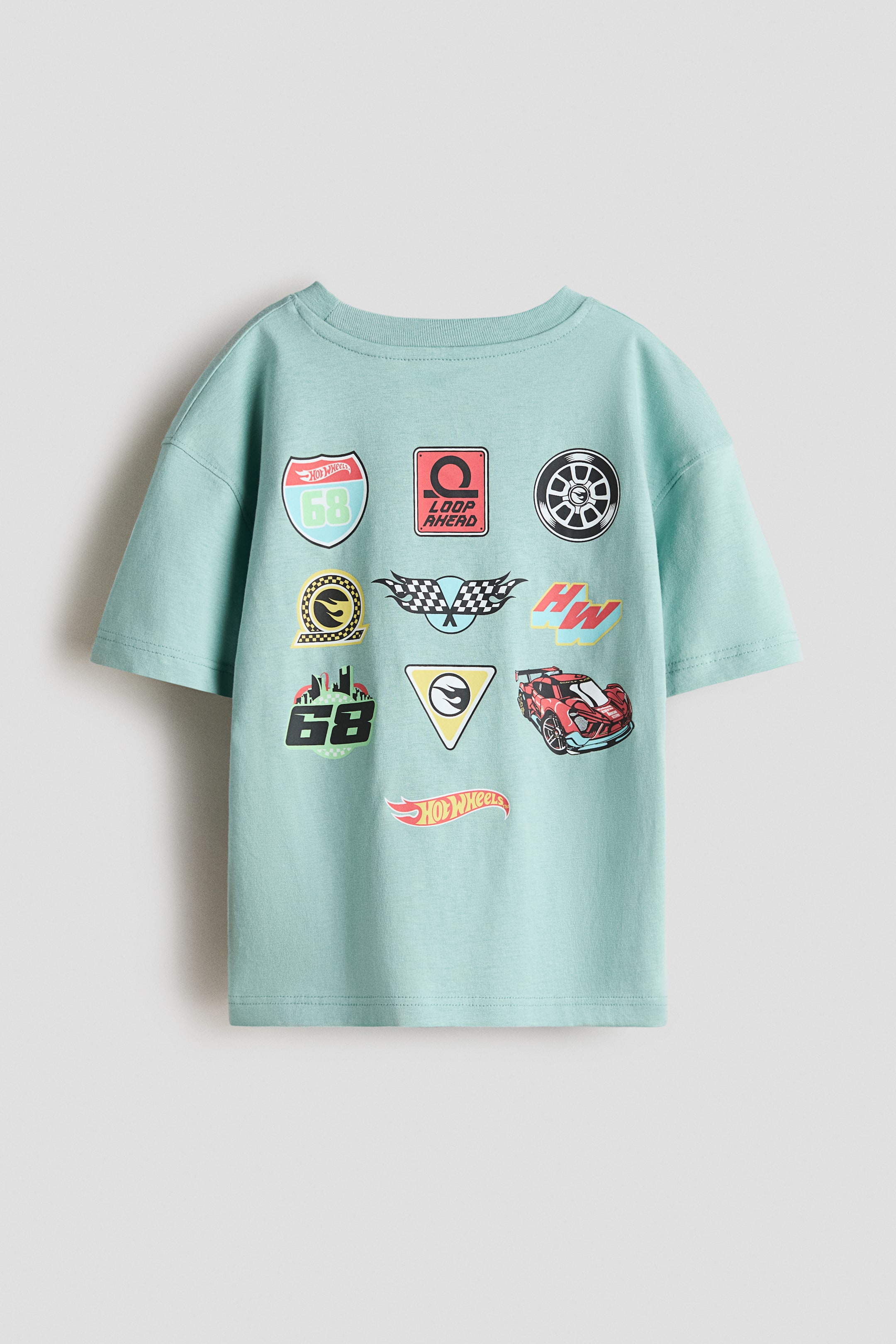 Xem ảnh lớn hơn: Áo thun cotton in hình - Màu ngọc lam khói/Hot Wheels - Kids | H&M VN 2