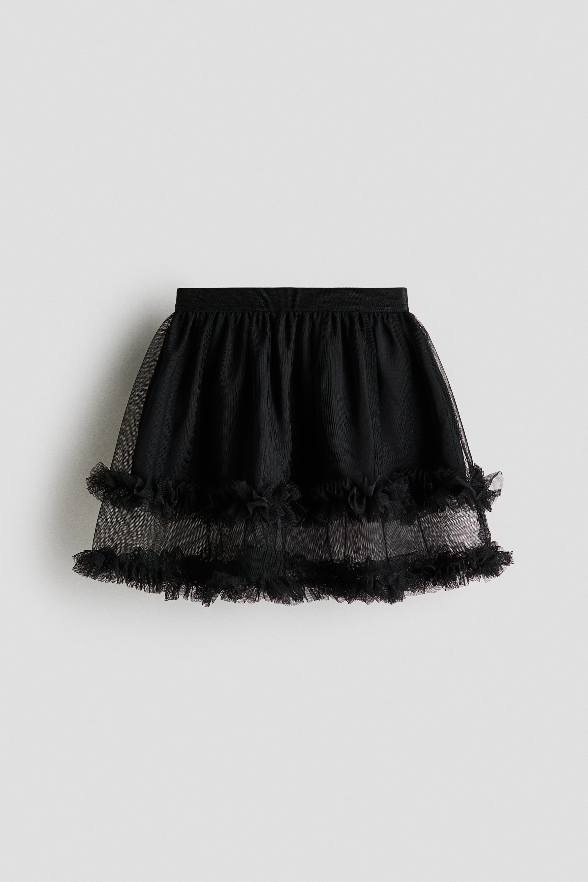 Frill-trimmed tulle skirt - Black/Cream/Light purple