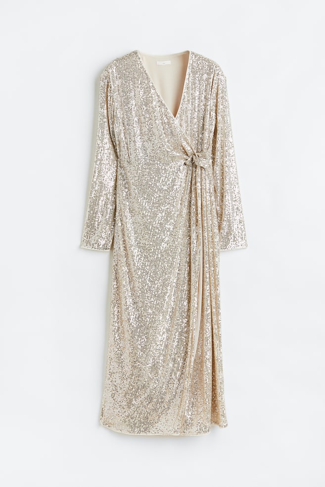 MAMA Sequined wrapover dress - Silver-coloured/Sequins - 1