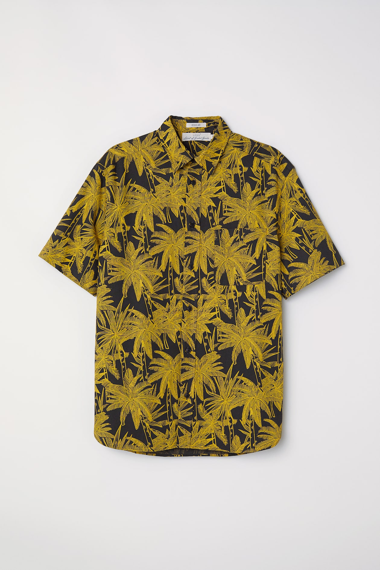 Short-sleeve Shirt Regular fit - Short sleeve - Black/palm trees - Men ...