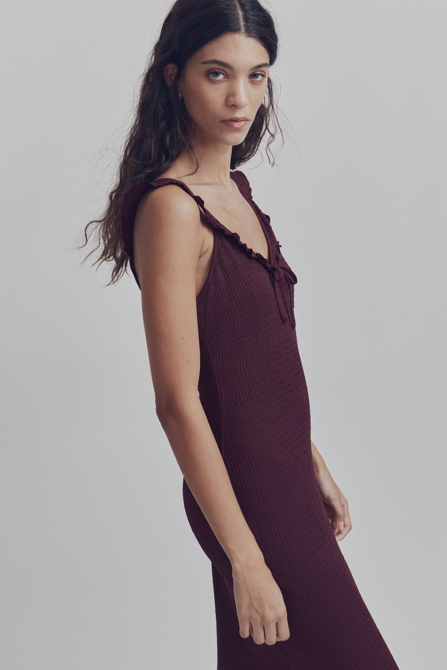 Textured jersey dress - Plum/Black - 5