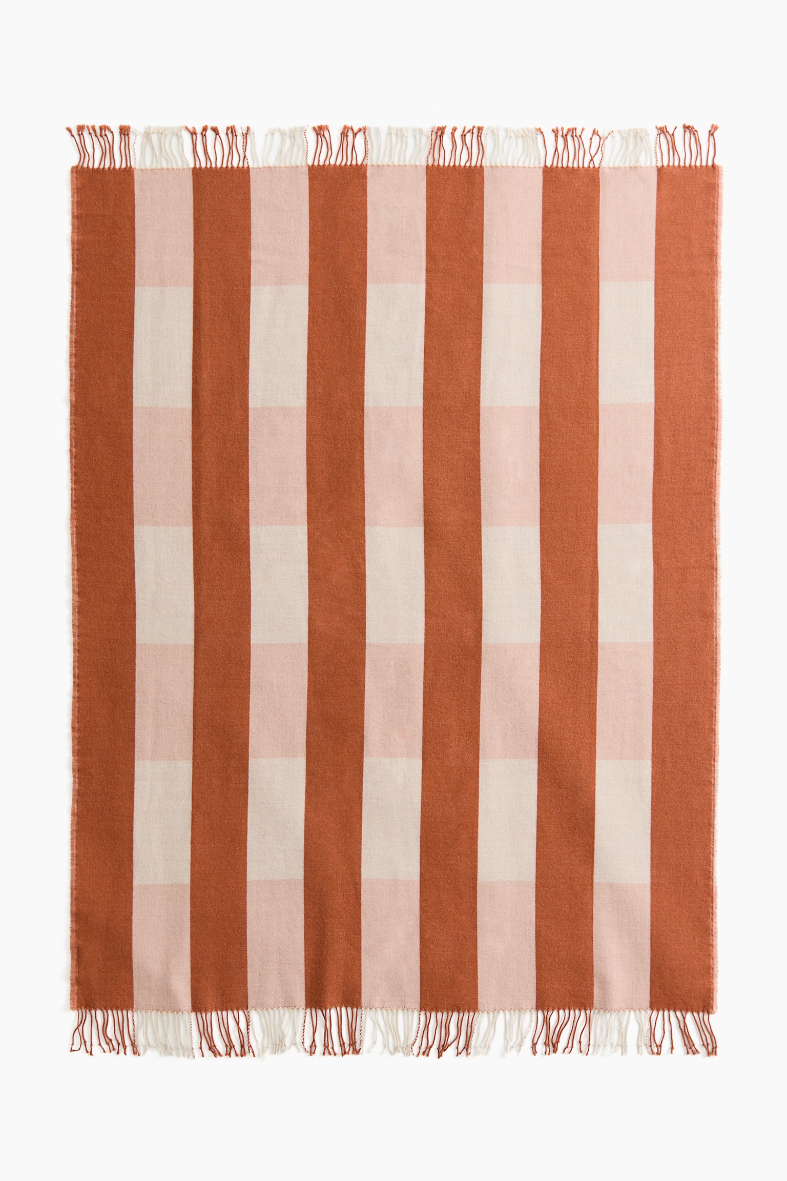 Jacquard-weave blanket - Orange/Checked/Khaki green/Checked/Light pink/Checked - 3