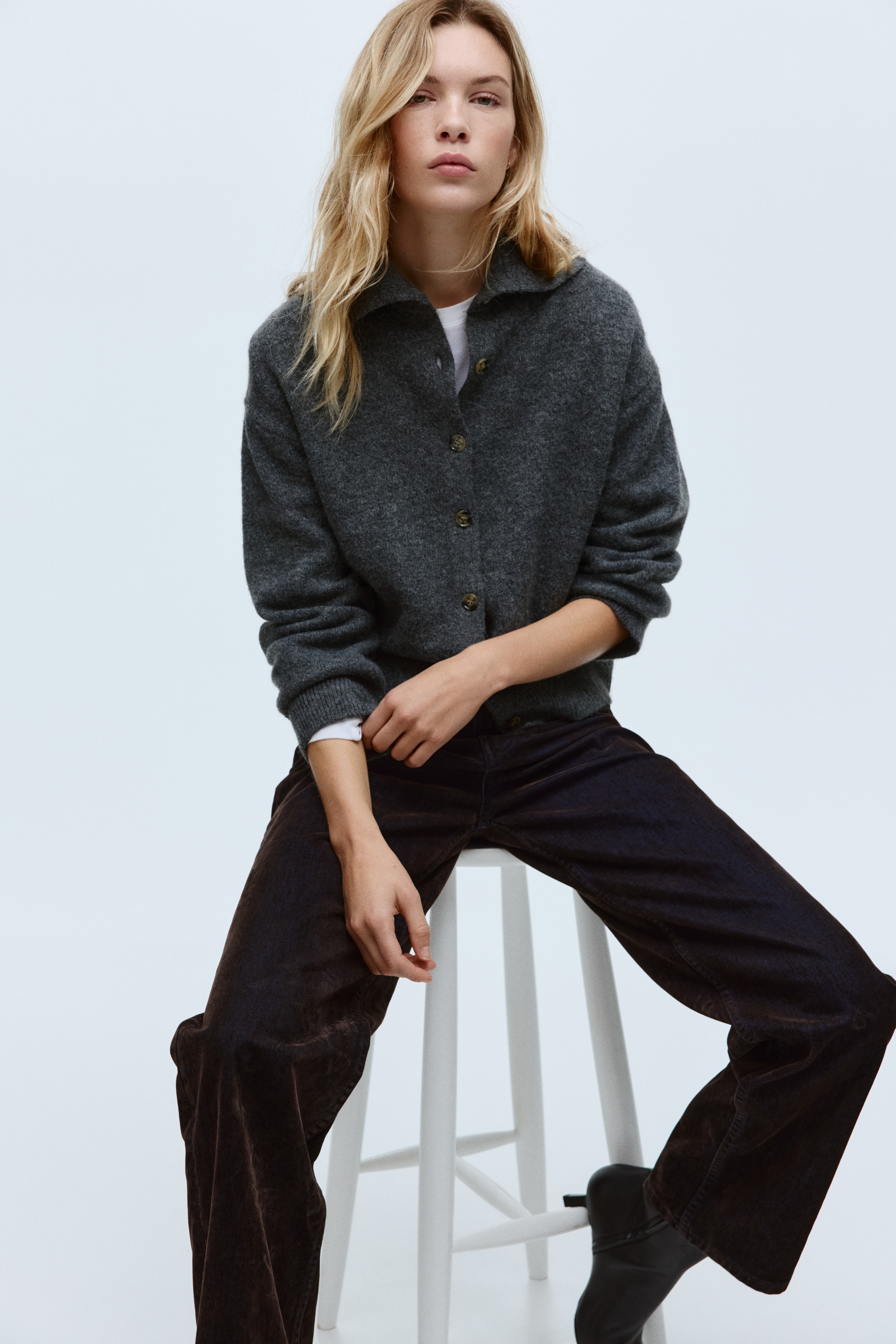 H & M - フロックストレートハイデニム - ブラウン